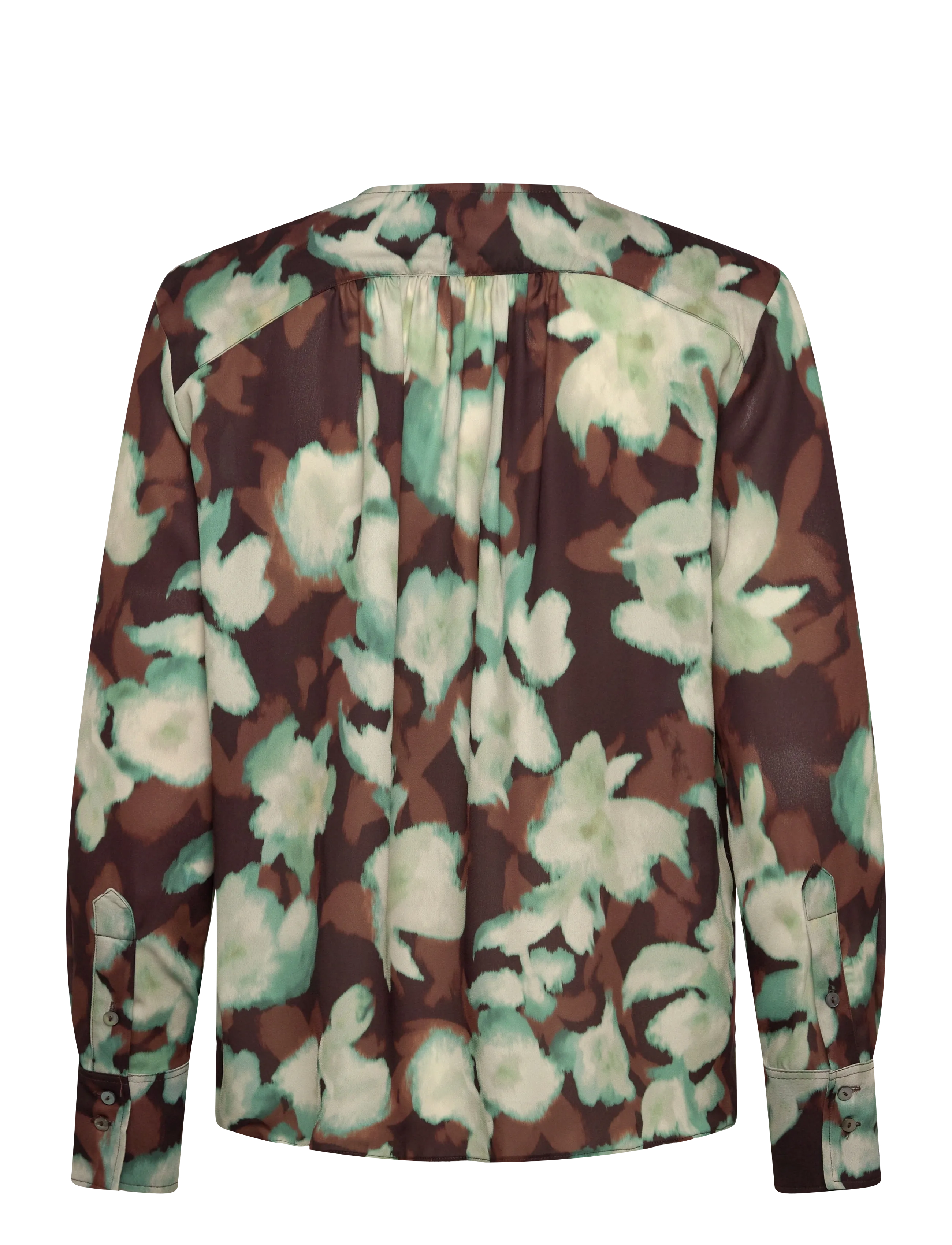 Mango - V-neck blouse with tie - långärmade blusar - green - 2