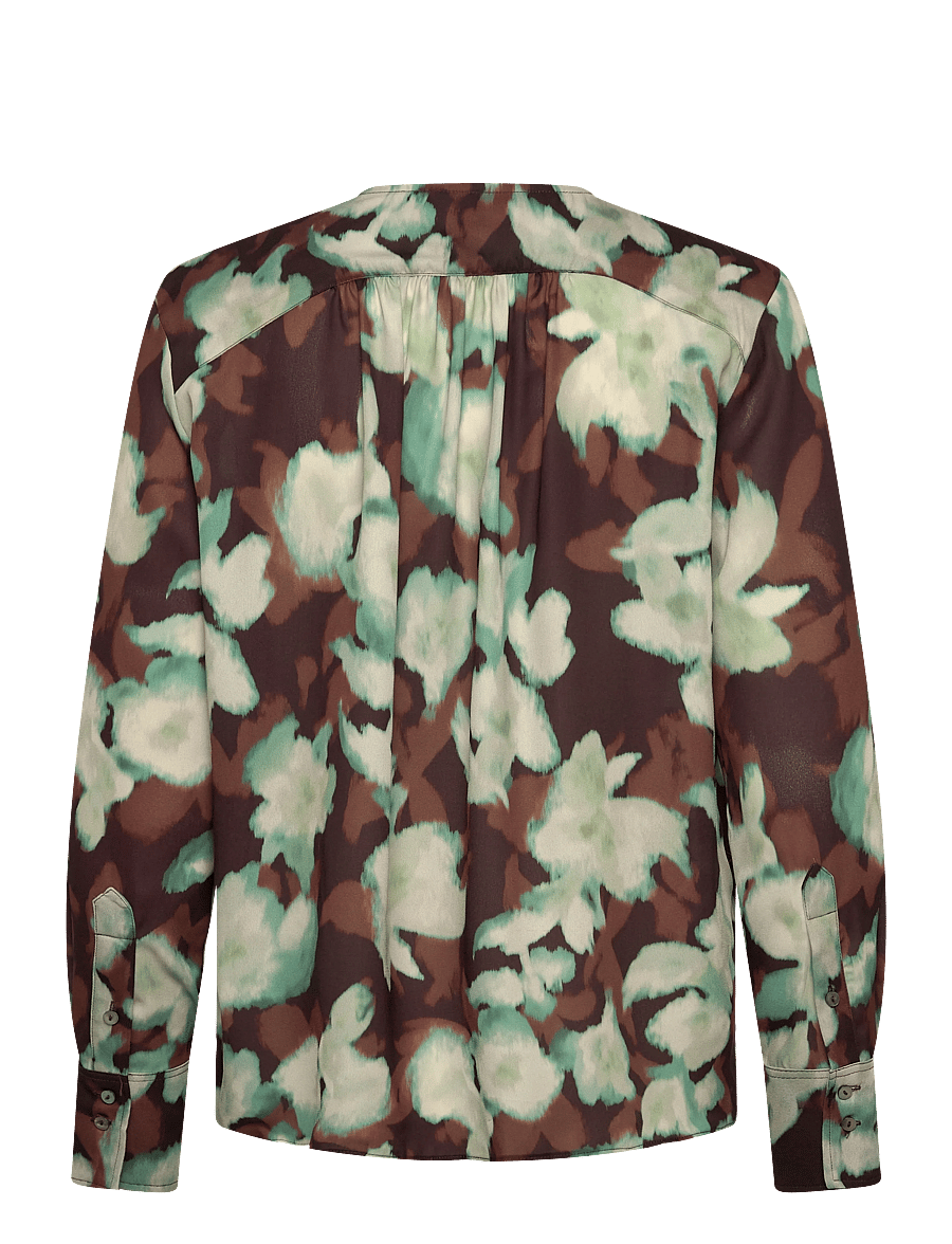 Mango - V-neck blouse with tie - langærmede bluser - green - 2