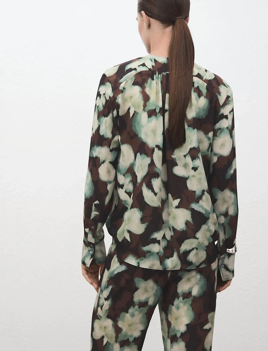 Mango - V-neck blouse with tie - langærmede bluser - green - 3
