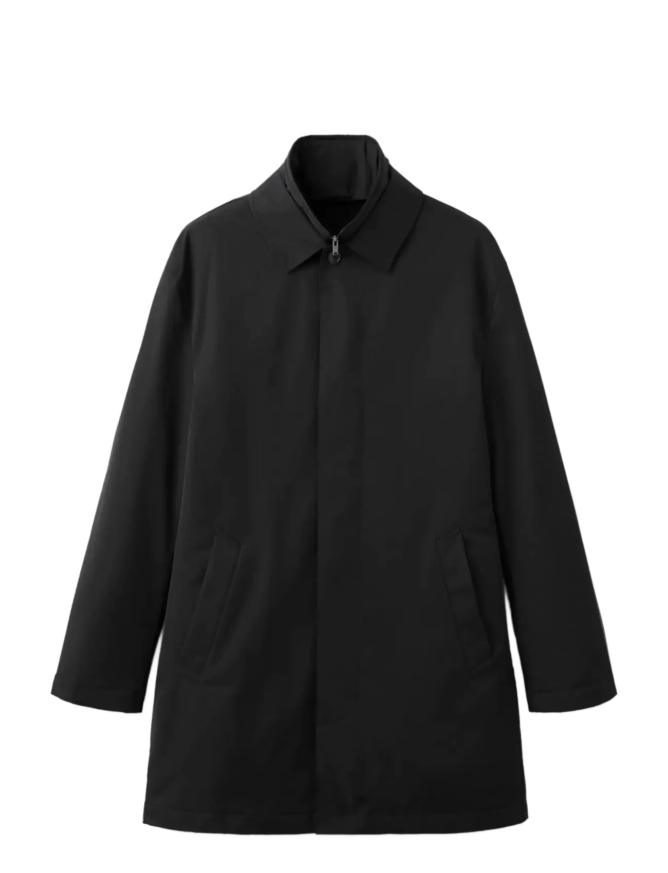 Quilted water-repellent trench coat - BLACK