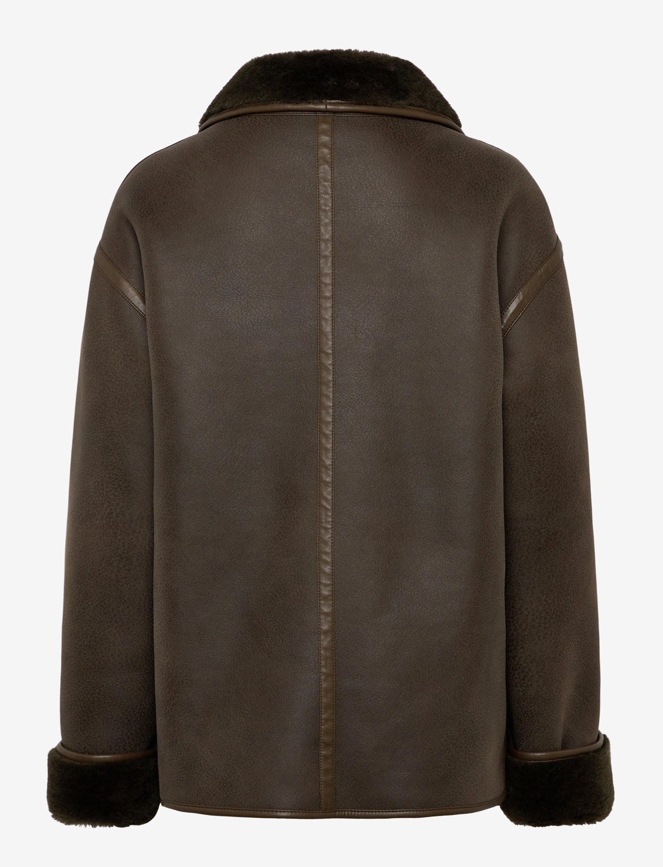 Mango - Faux-shearling leather-effect coat - ytterkläder - beige - khaki - 2