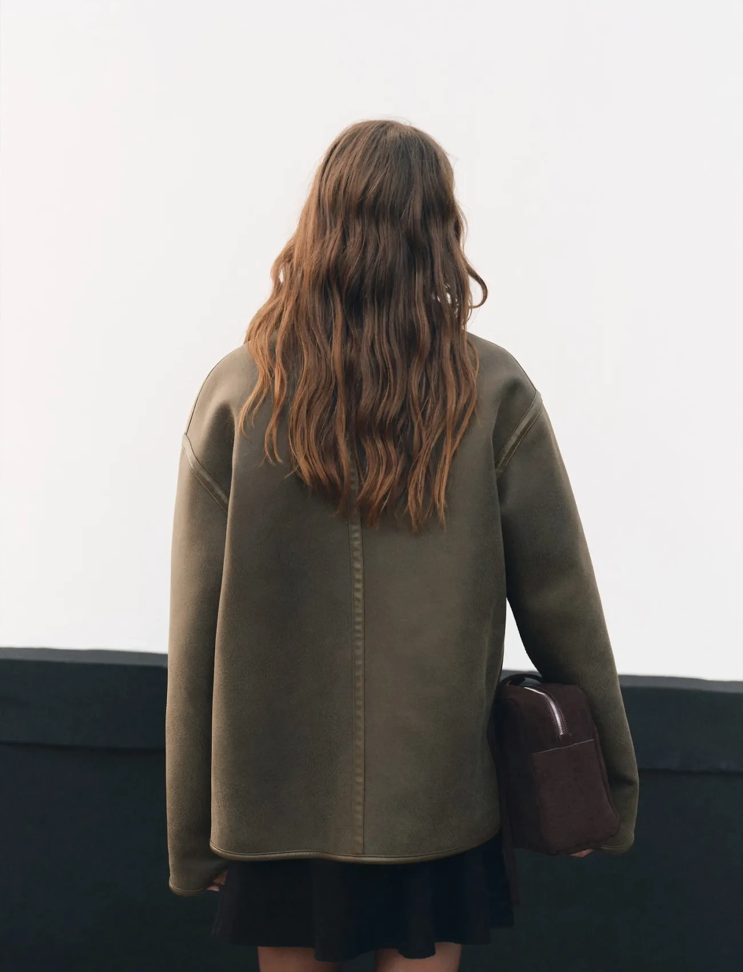 Mango - Faux-shearling leather-effect coat - overtøj - beige - khaki - 3