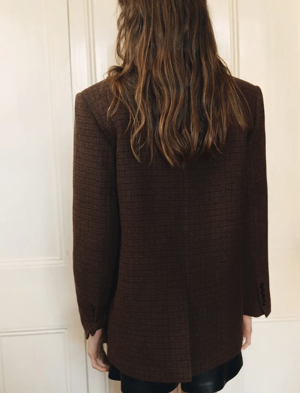 Mango - Micro houndstooth wool blazer - dubbelknäppta kavajer - medium brown - 2