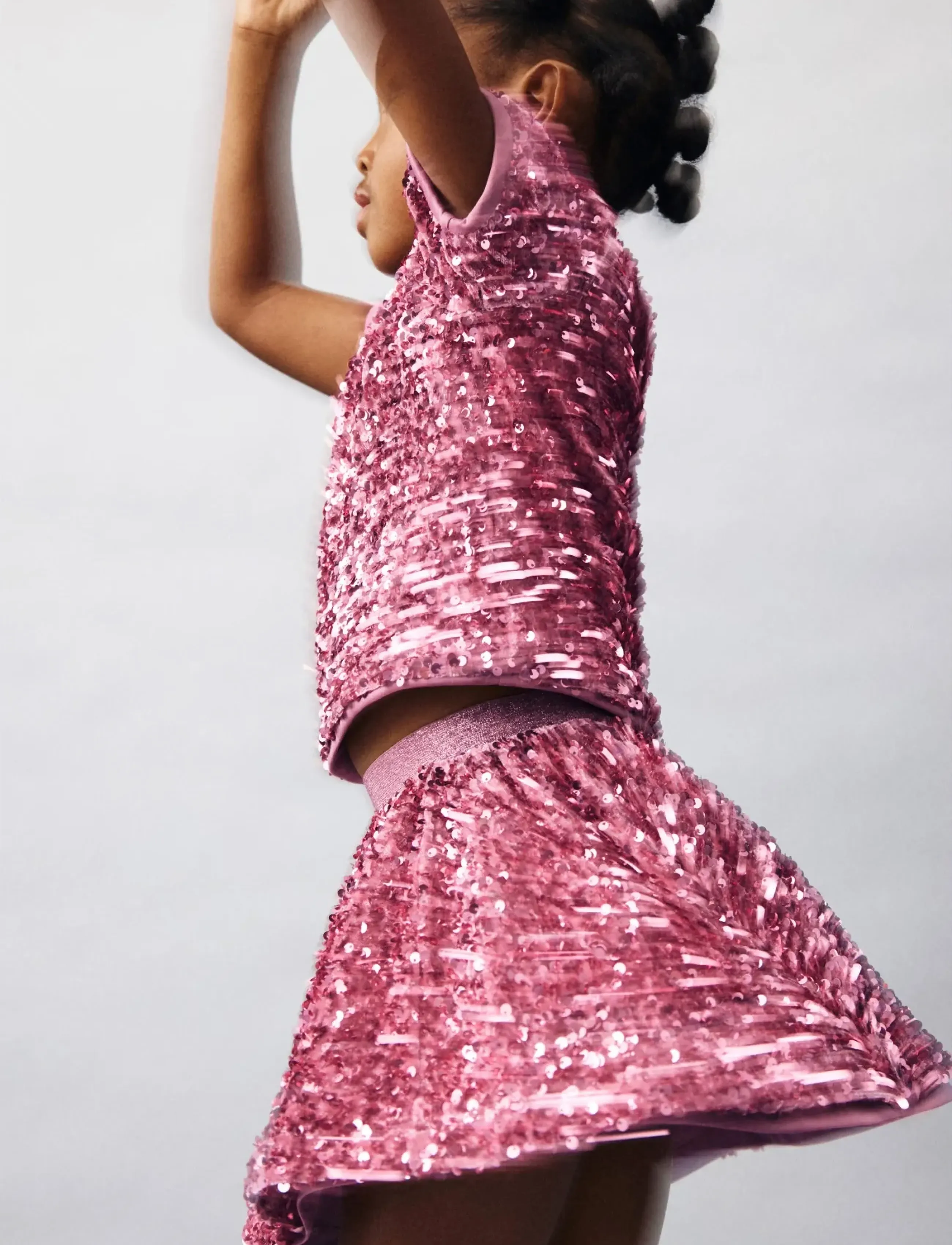 Mango Short skirt with sequins - Korte nederdele - PINK / pink/rose