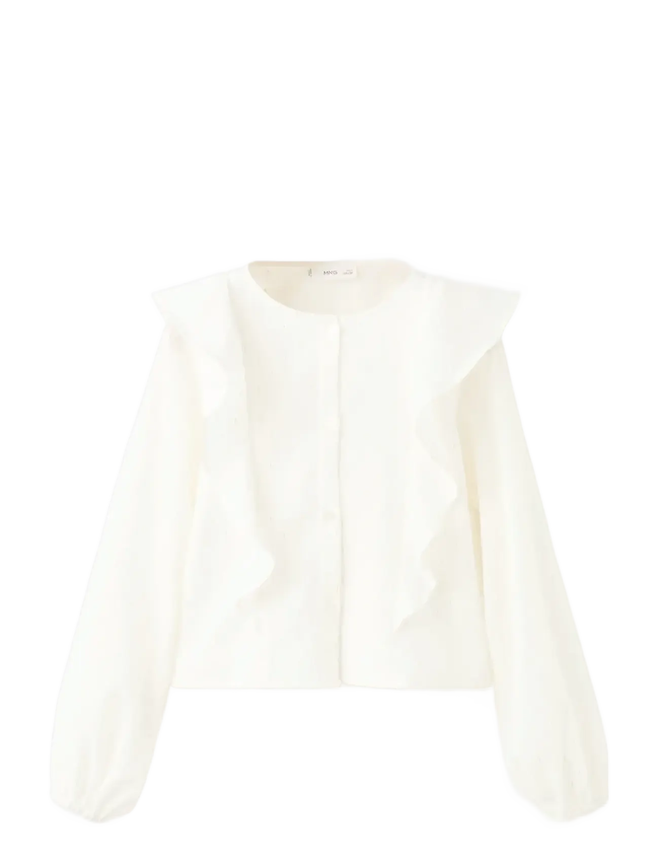 MANGO Ruffled Lurex Bluse Weiß - 134 - Damen