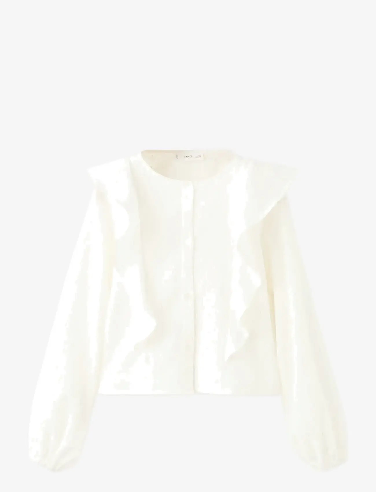 Mango - Ruffled lurex blouse - langärmlige blusen - natural white - 1