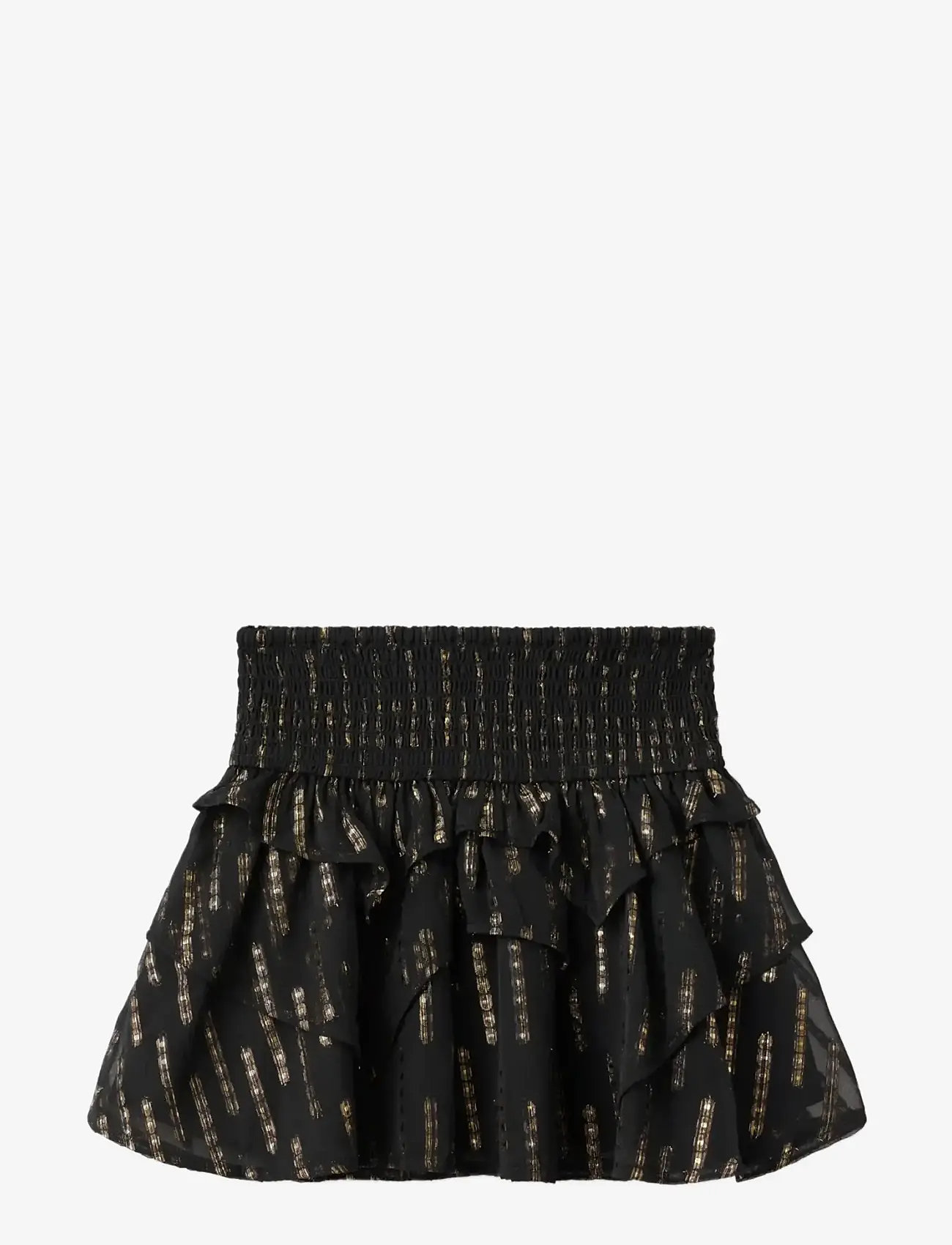 Mango - Ruffled lurex skirt - korta kjolar - black - 1
