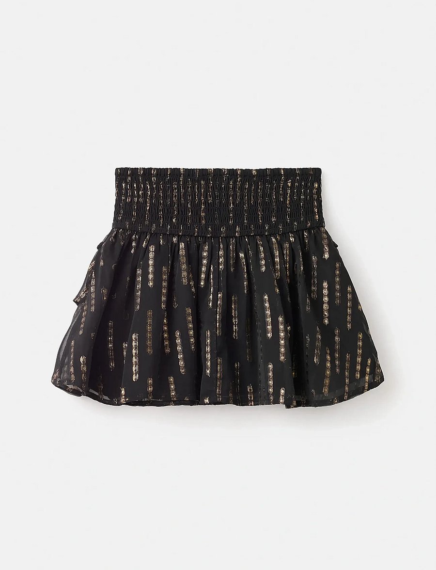 Mango - Ruffled lurex skirt - kurze röcke - black - 2
