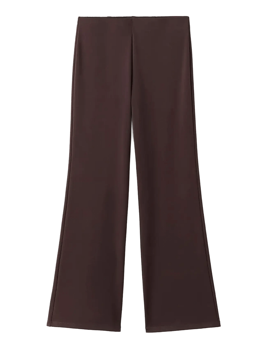 Mango - Fine-knit trousers with elastic waist - utsvängda byxor - brown - 1