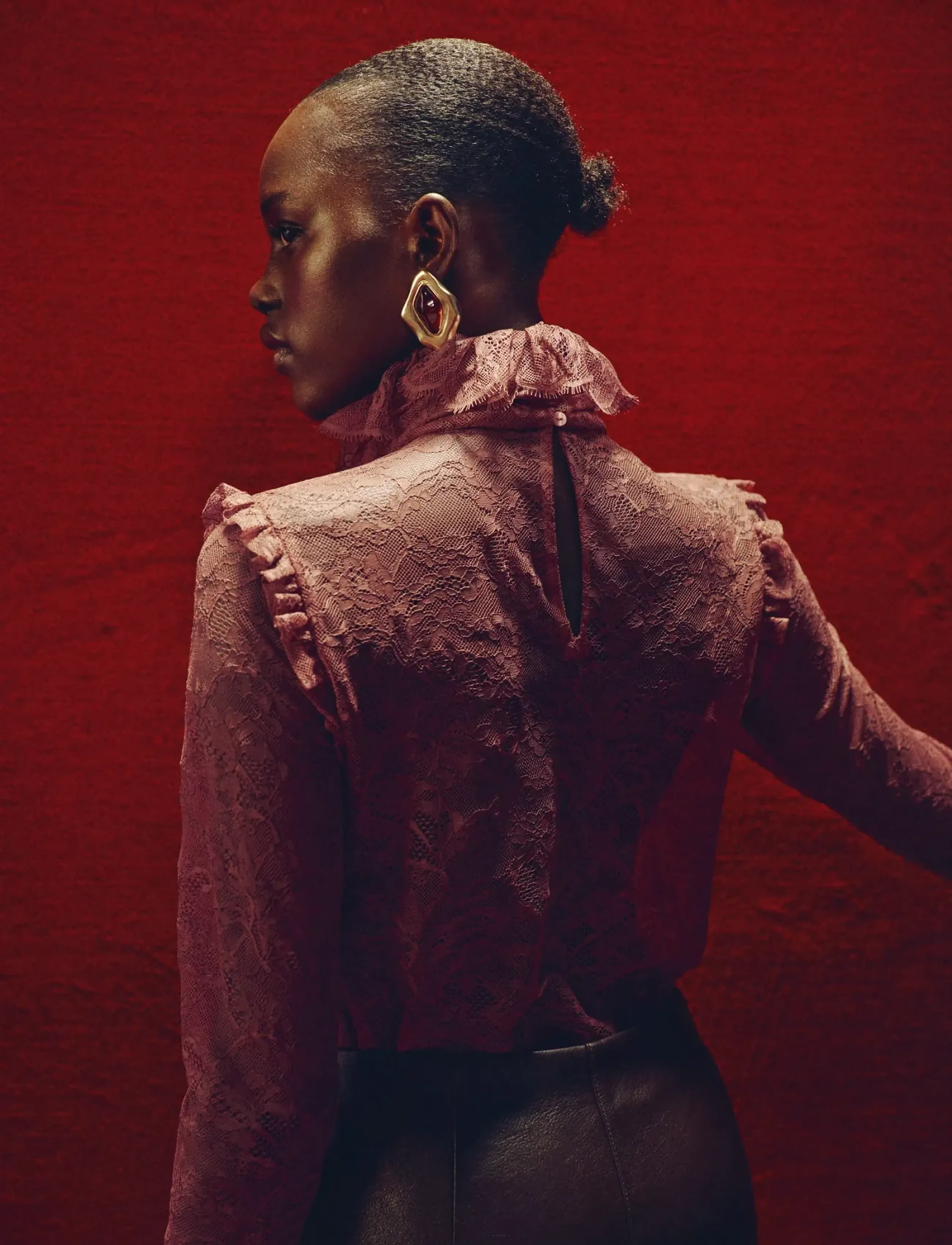 Mango - Lace blouse with ruff collar - langærmede bluser - pink - 2