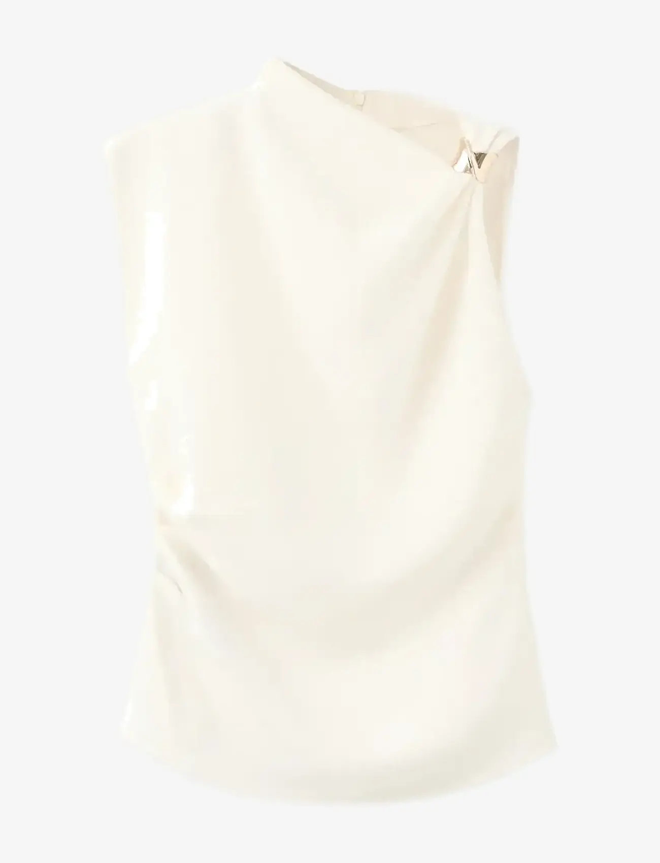 Mango - Asymmetrical blouse with metallic detail - Ærmeløse bluser - light beige - 1