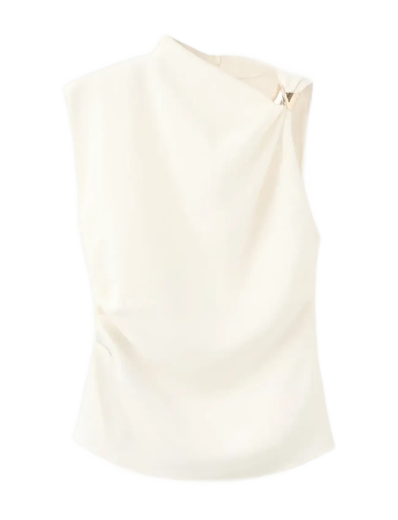 Asymmetrical blouse with metallic detail - LIGHT BEIGE
