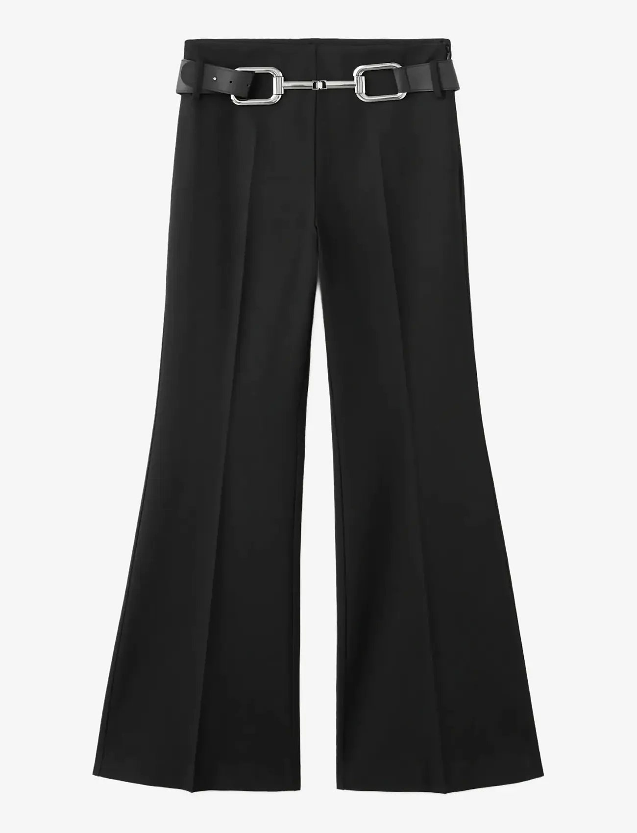 Mango - Flared trousers with belt - schlaghose - black - 1