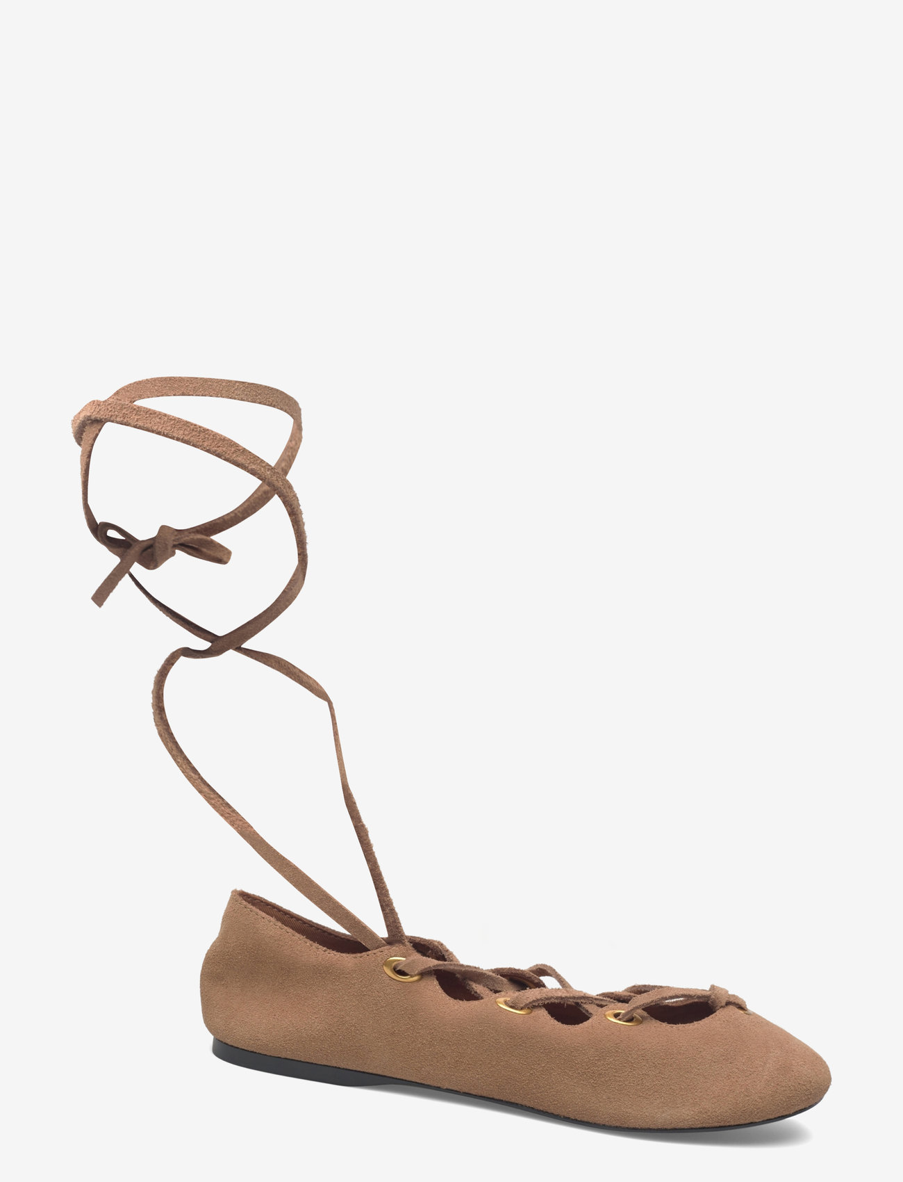 Mango - Suede ballet flats with crossed straps - særlige begivenheder - lt pastel brown - 1