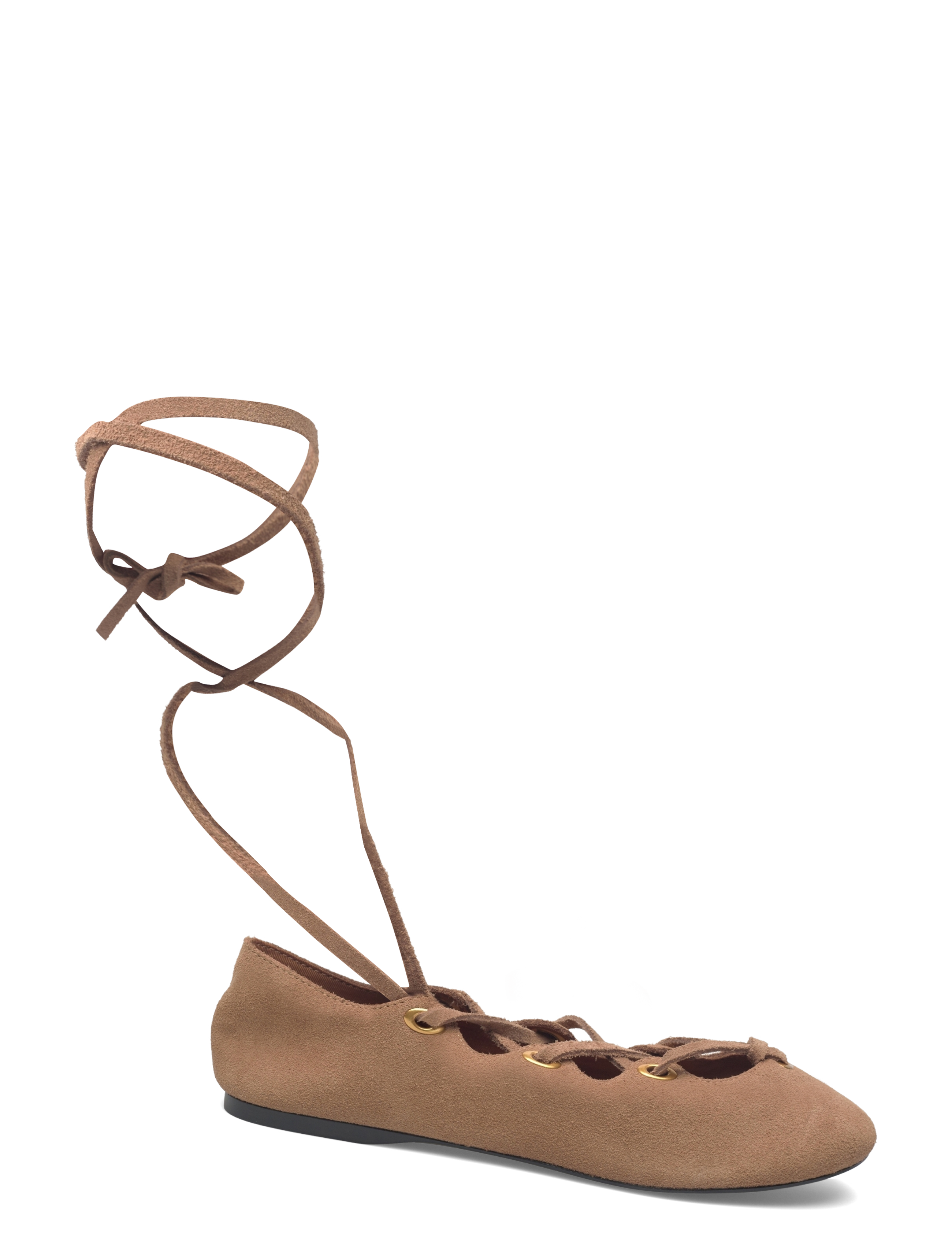 Mango - Suede ballet flats with crossed straps - kvinder - lt pastel brown - 1
