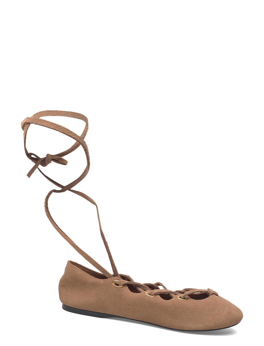 Mango - Suede ballet flats with crossed straps - speciella tillfällen - lt pastel brown - 1