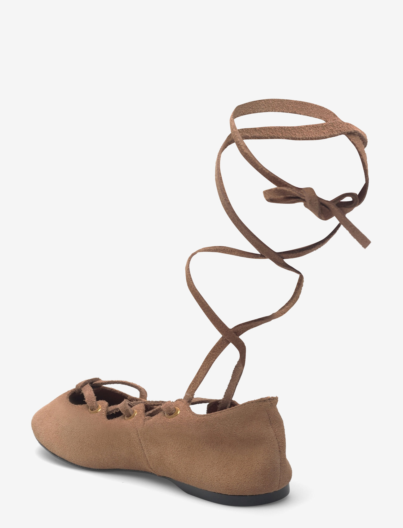 Mango - Suede ballet flats with crossed straps - særlige begivenheder - lt pastel brown - 2