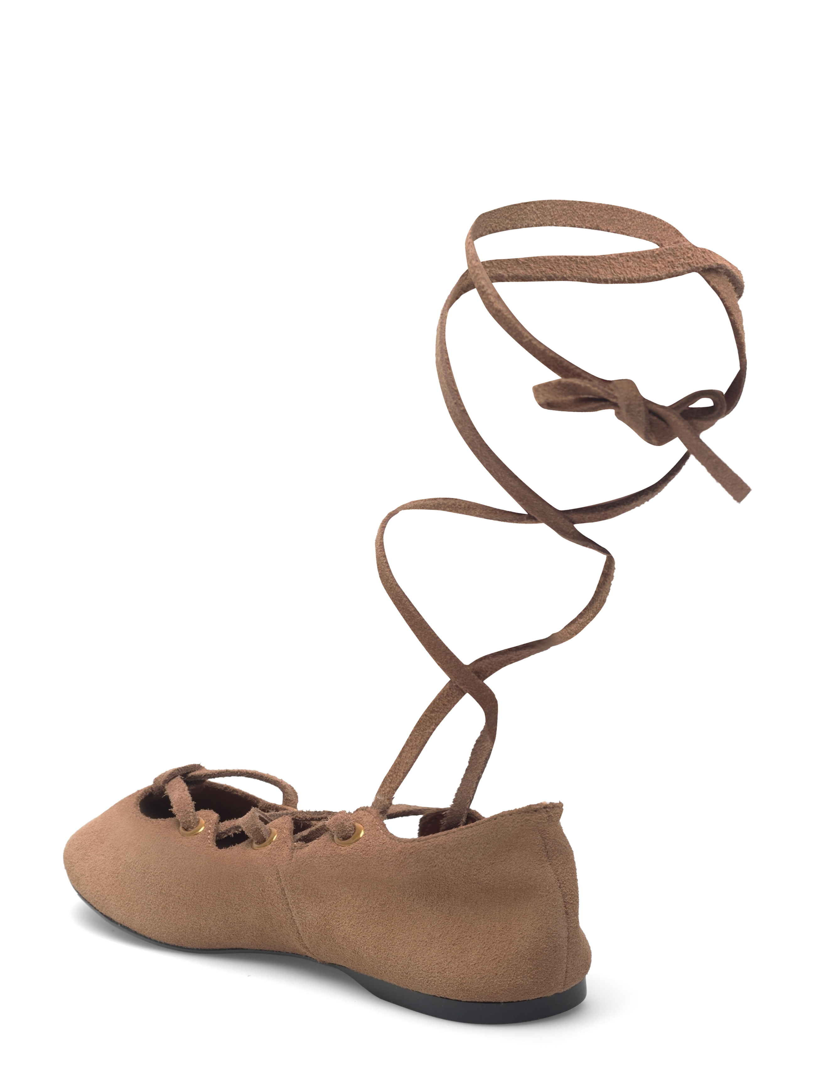 Mango - Suede ballet flats with crossed straps - kvinder - lt pastel brown - 2