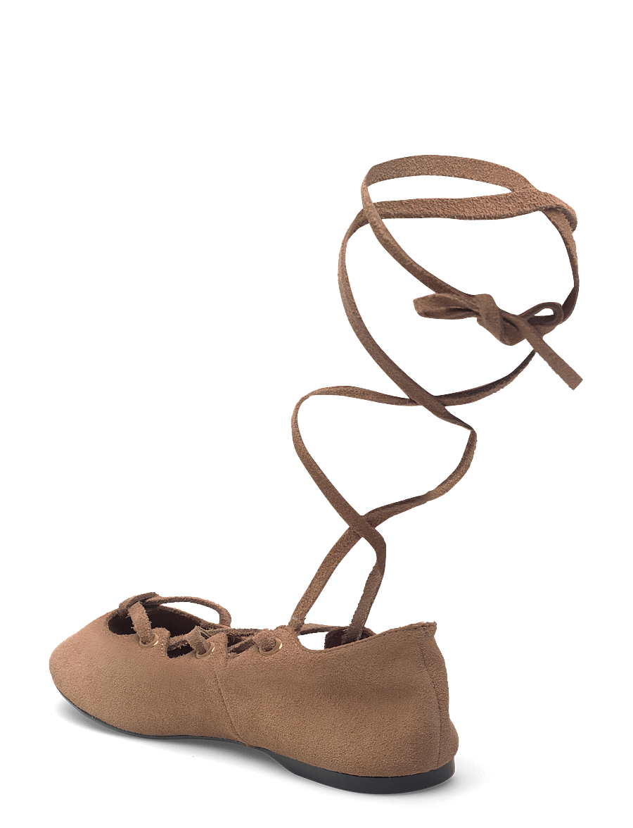 Mango - Suede ballet flats with crossed straps - speciella tillfällen - lt pastel brown - 2