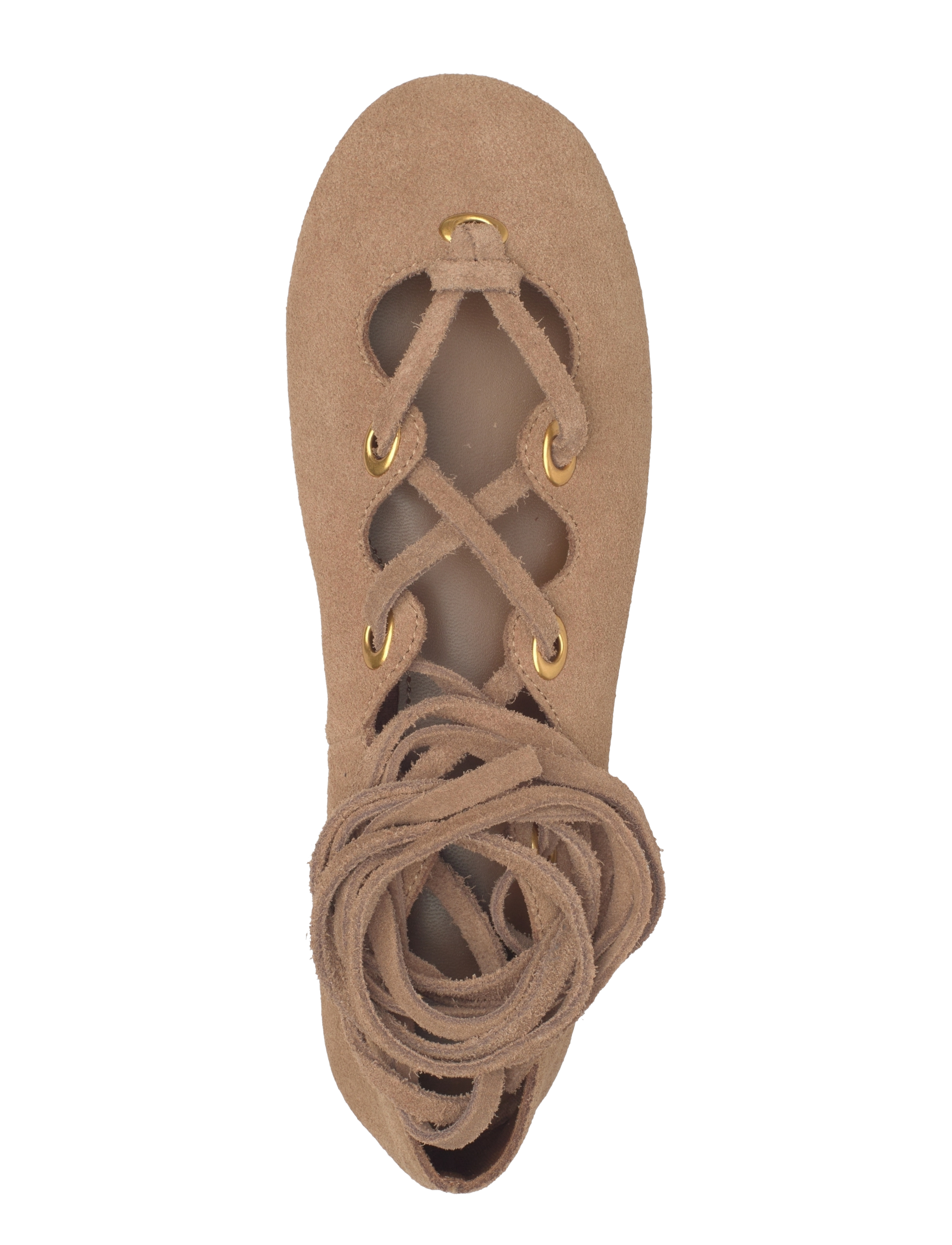 Mango - Suede ballet flats with crossed straps - kvinder - lt pastel brown - 3