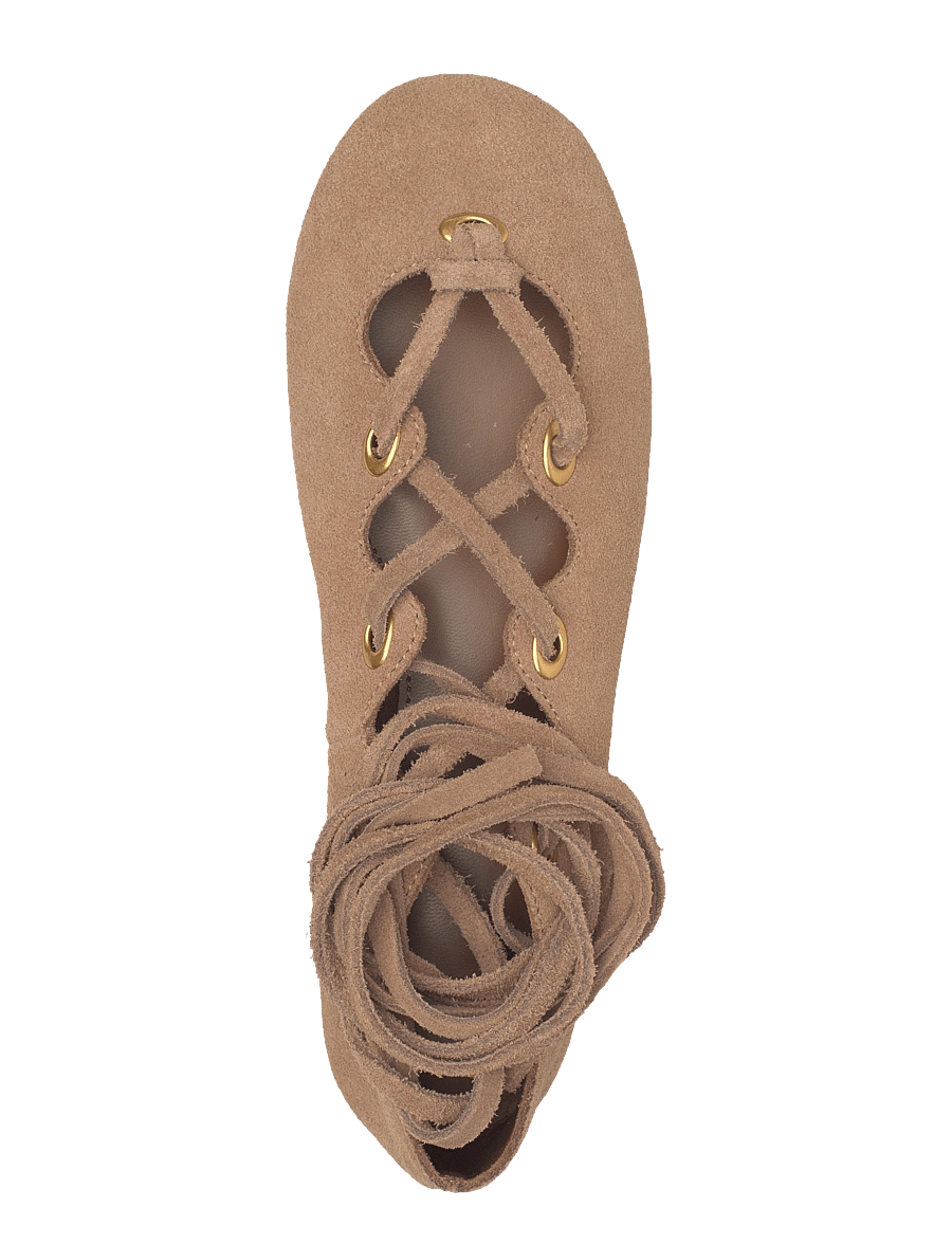 Mango - Suede ballet flats with crossed straps - speciella tillfällen - lt pastel brown - 3