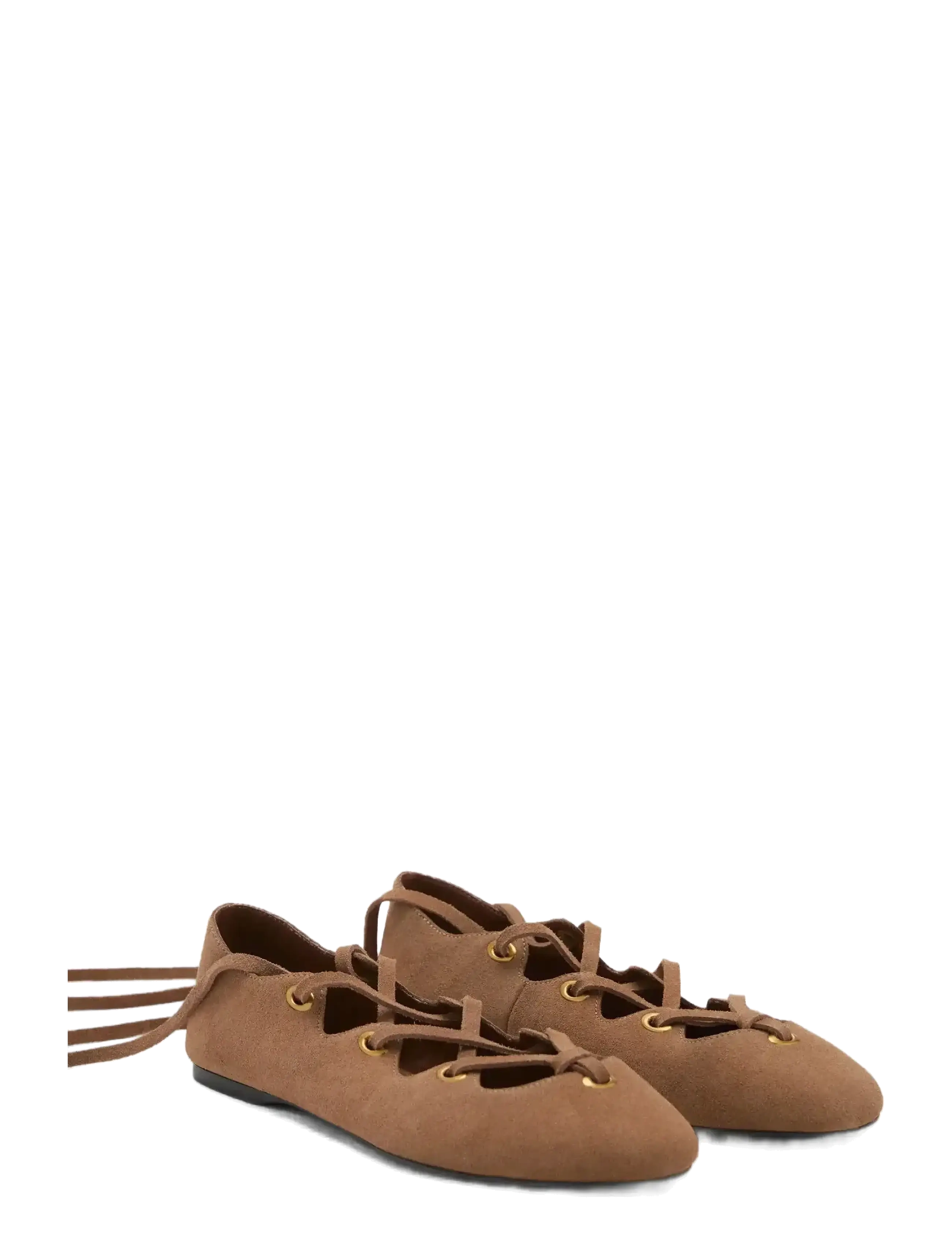 Mango - Suede ballet flats with crossed straps - kvinder - lt pastel brown - 5