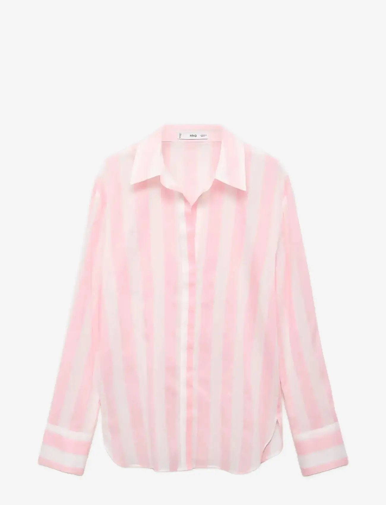 Mango - Striped cotton shirt - langærmede skjorter - lt-pastel pink - 0