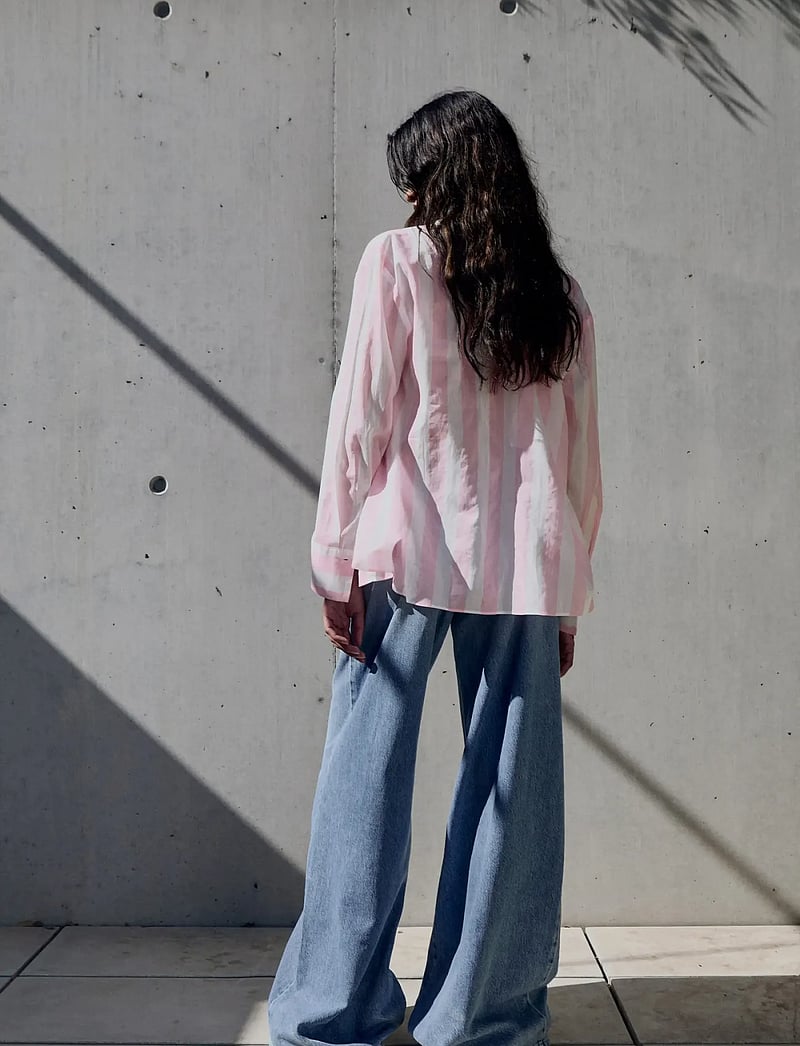 Mango - Striped cotton shirt - langärmlige hemden - lt-pastel pink - 3