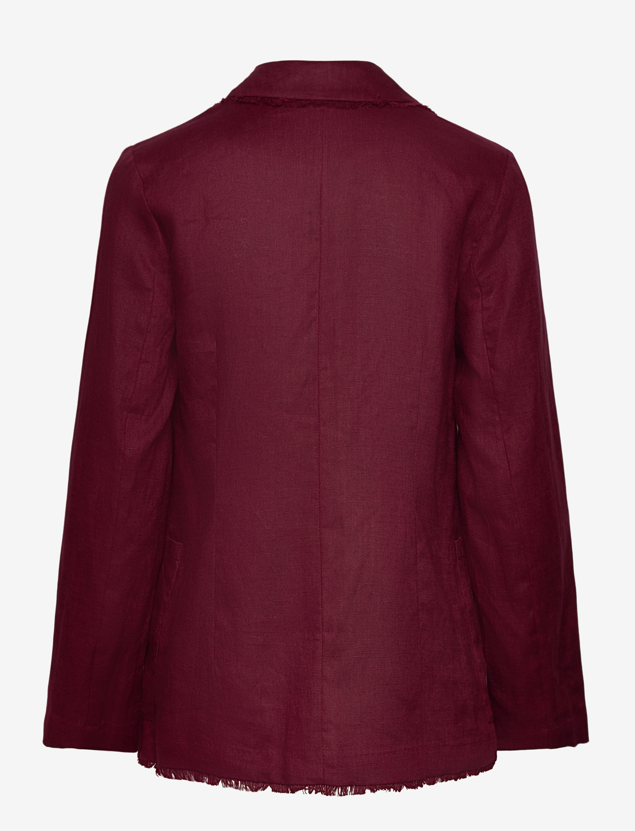 Mango - Linen suit jacket with frayed ends - einreihige blazer - dark red - 2
