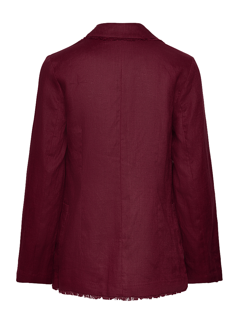 Mango - Linen suit jacket with frayed ends - einreihige blazer - dark red - 2