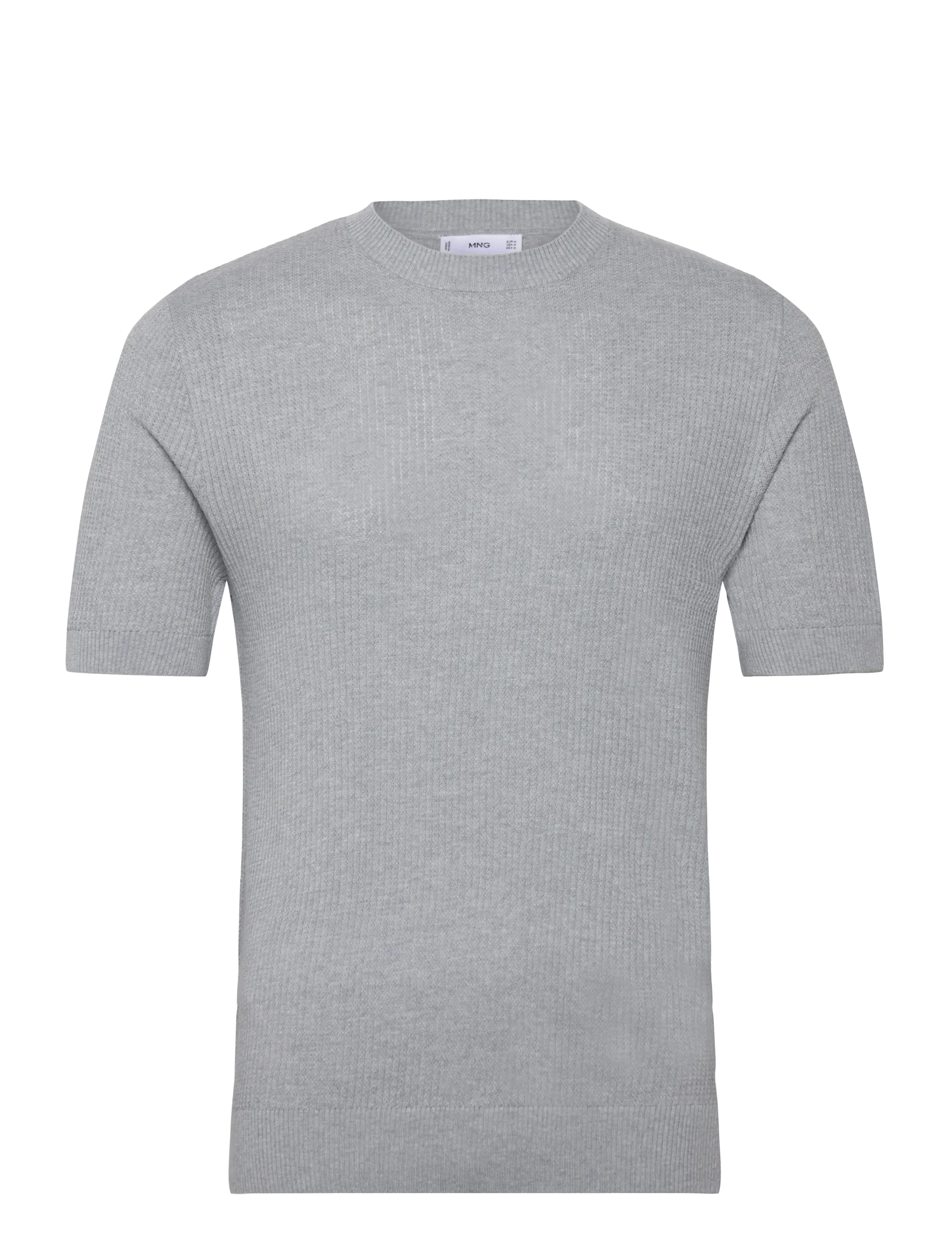 Mango - Ribbed  knit t-shirt - lt-pastel blue - 1