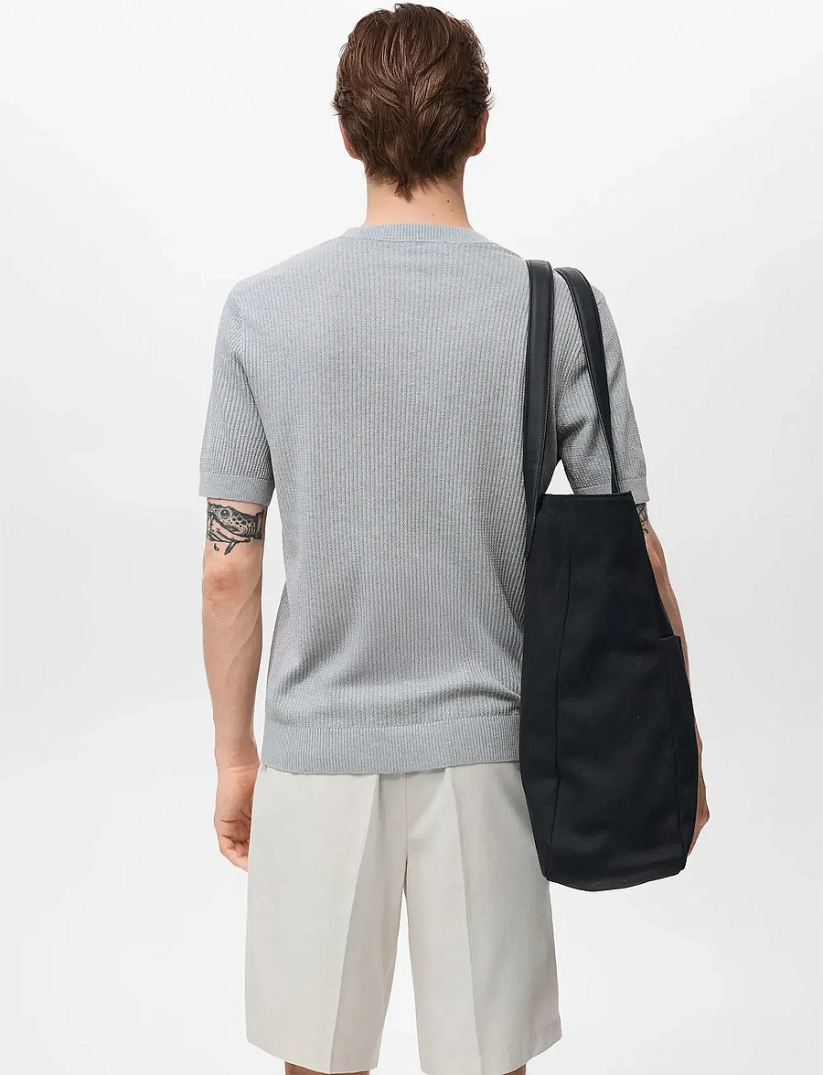 Mango - Ribbed knit t-shirt - lt-pastel blue - 3