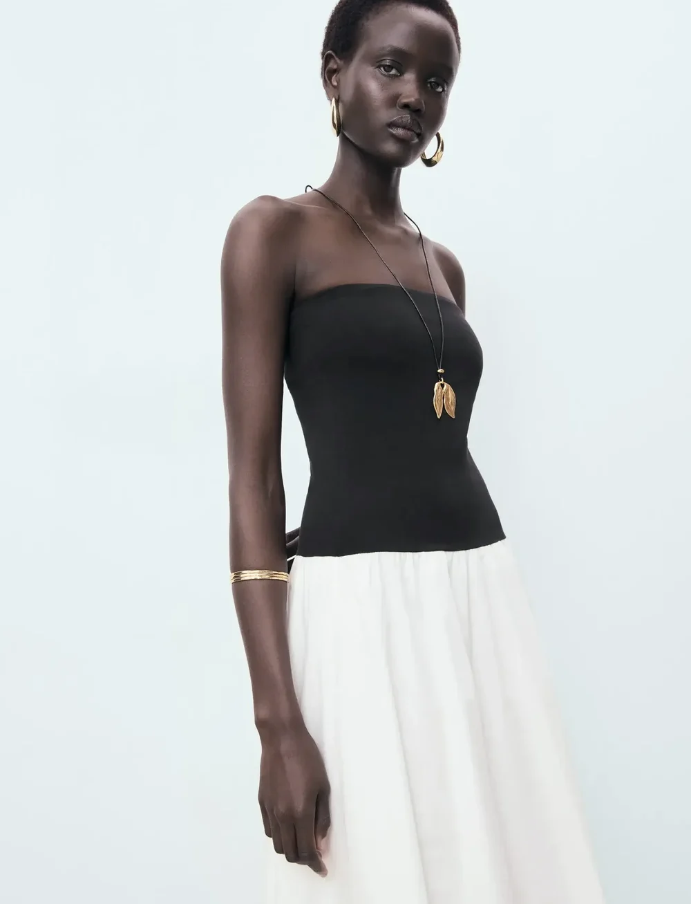 Mango - Combined knitted balloon dress - sommerkjoler - black - 0