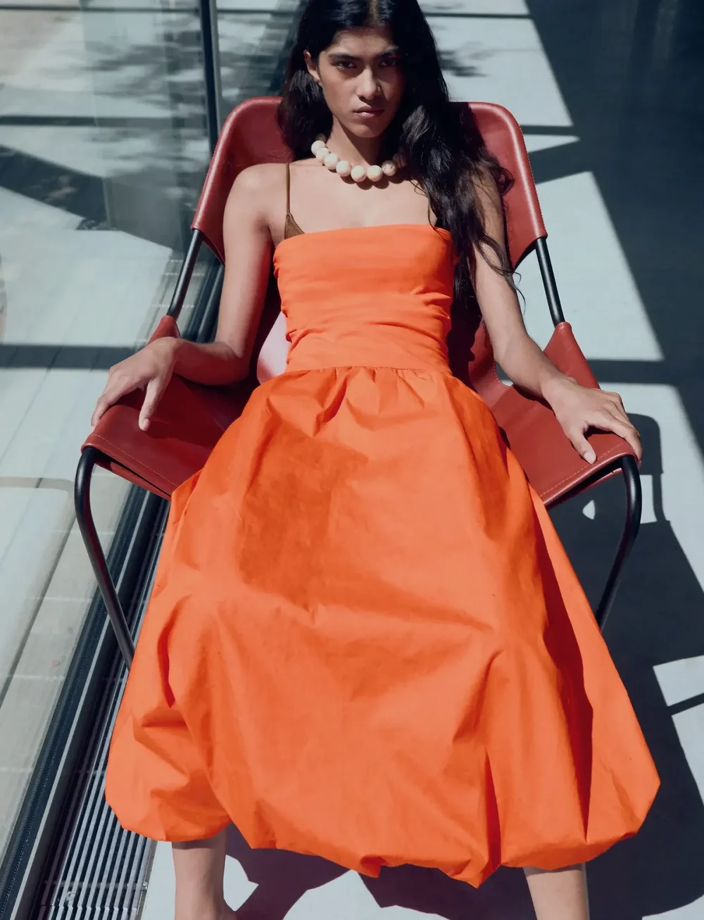 Mango - Combined knitted balloon dress - sommerkleider - orange - 0