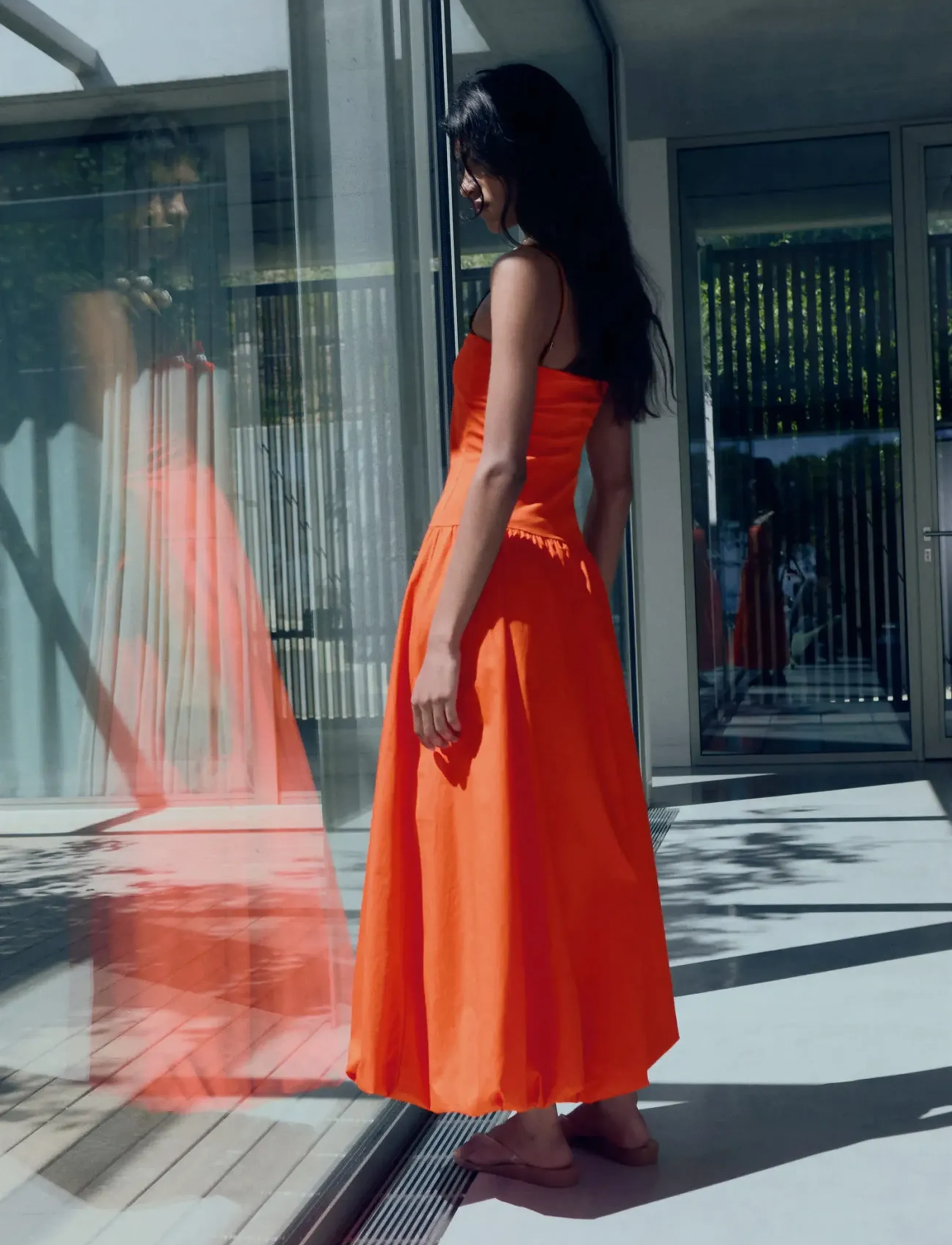 Mango - Combined knitted balloon dress - orange - 3