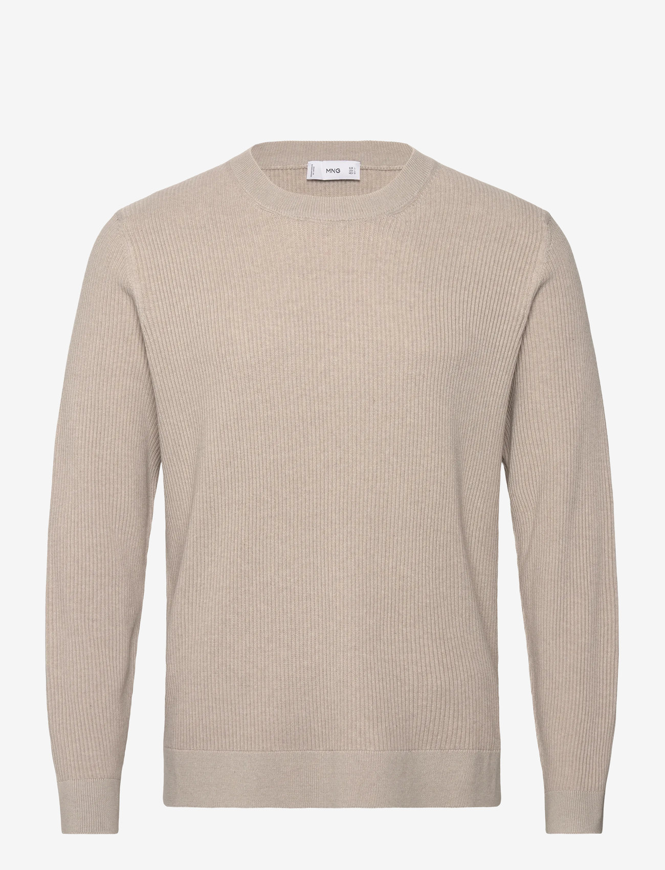 Mango - Fine rib-knit cotton sweater - light beige - 1