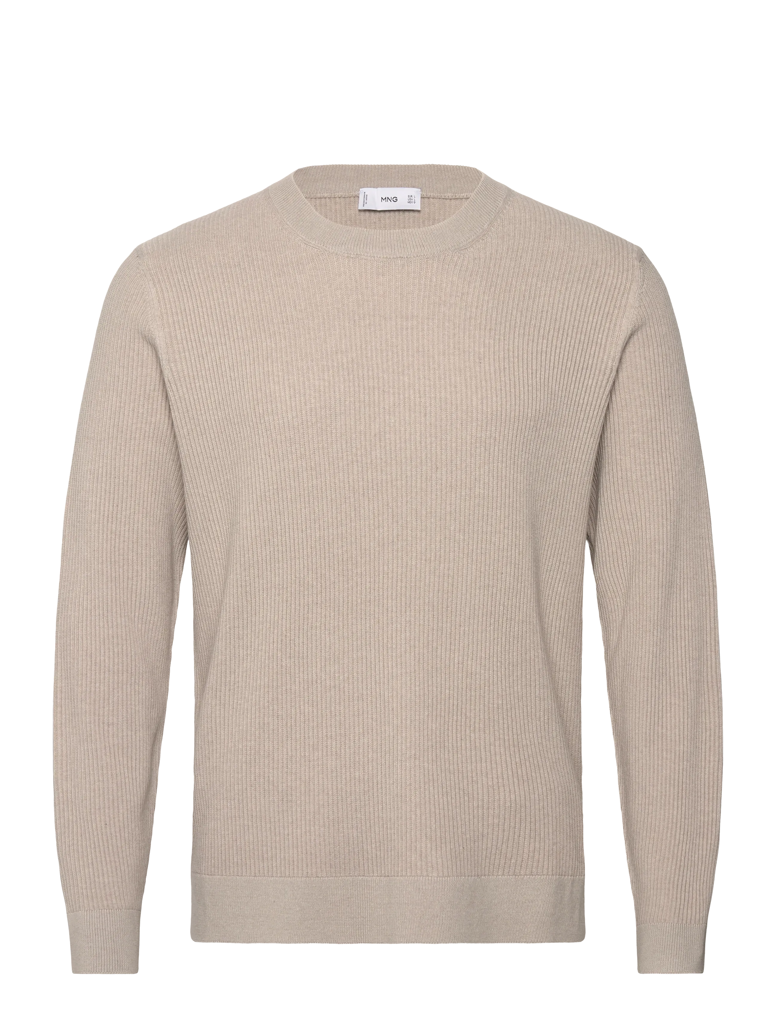 Mango - Fine rib-knit cotton sweater - light beige - 1