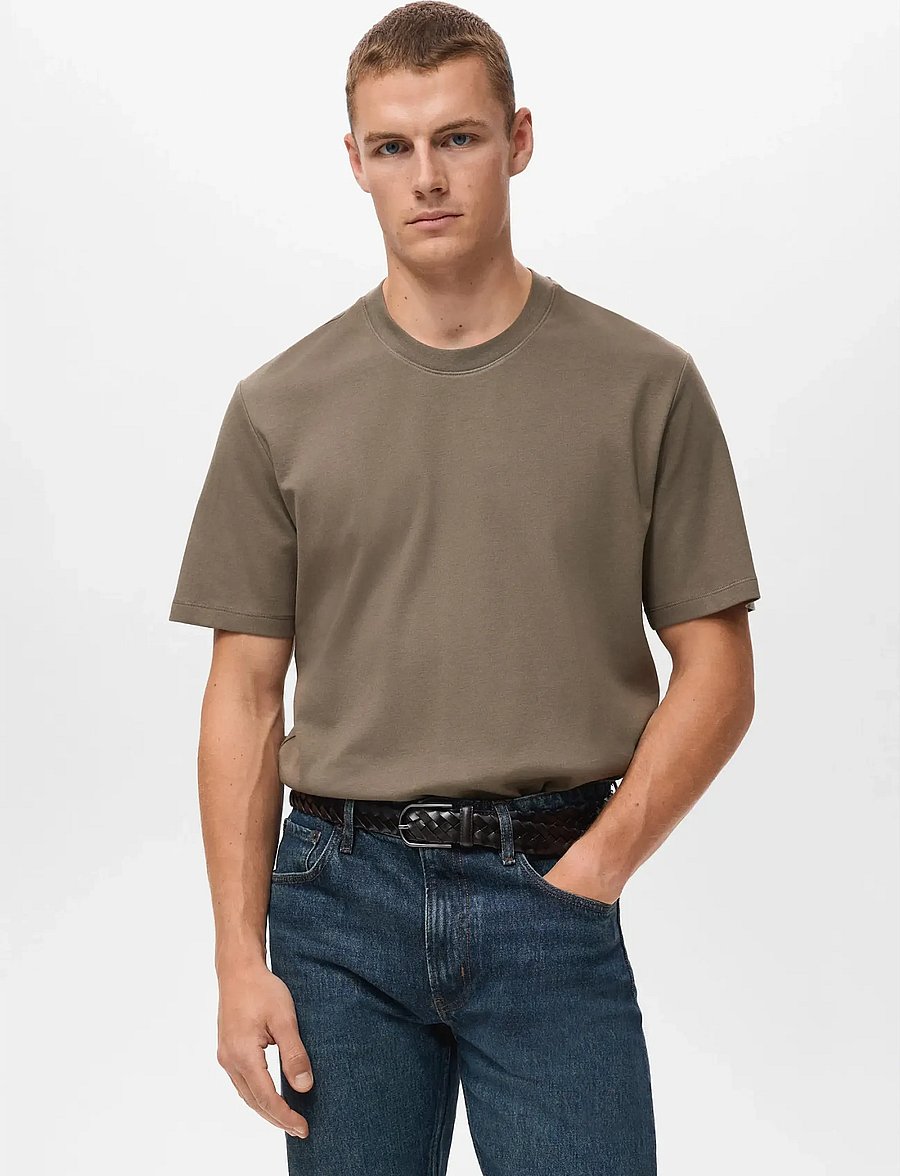 Mango - Medium weight regular fit T-shirt - kortærmede t-shirts - medium brown - 0