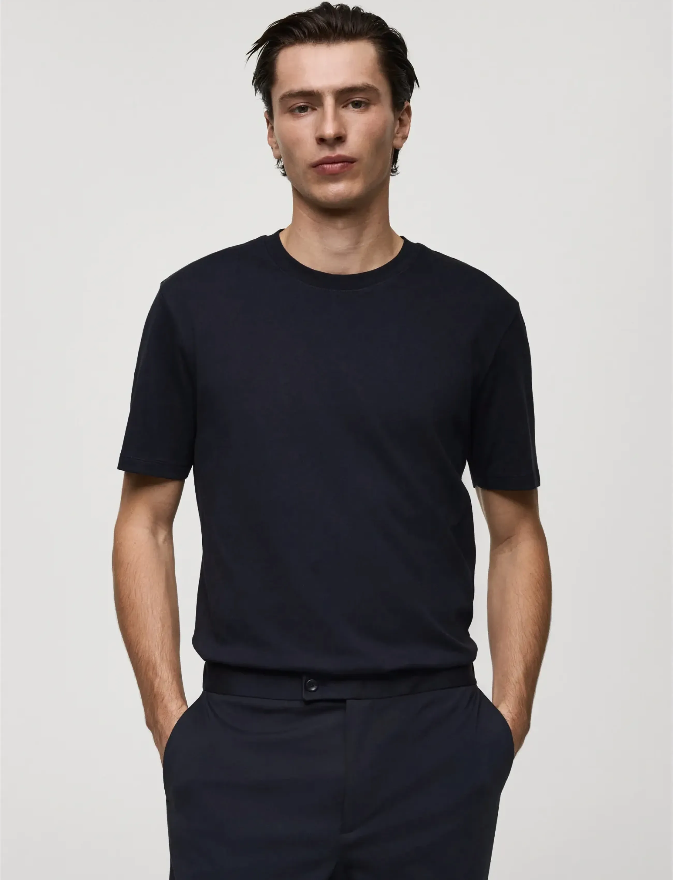 Mango Medium weight regular fit T-shirt - T-shirts - NAVY / navy