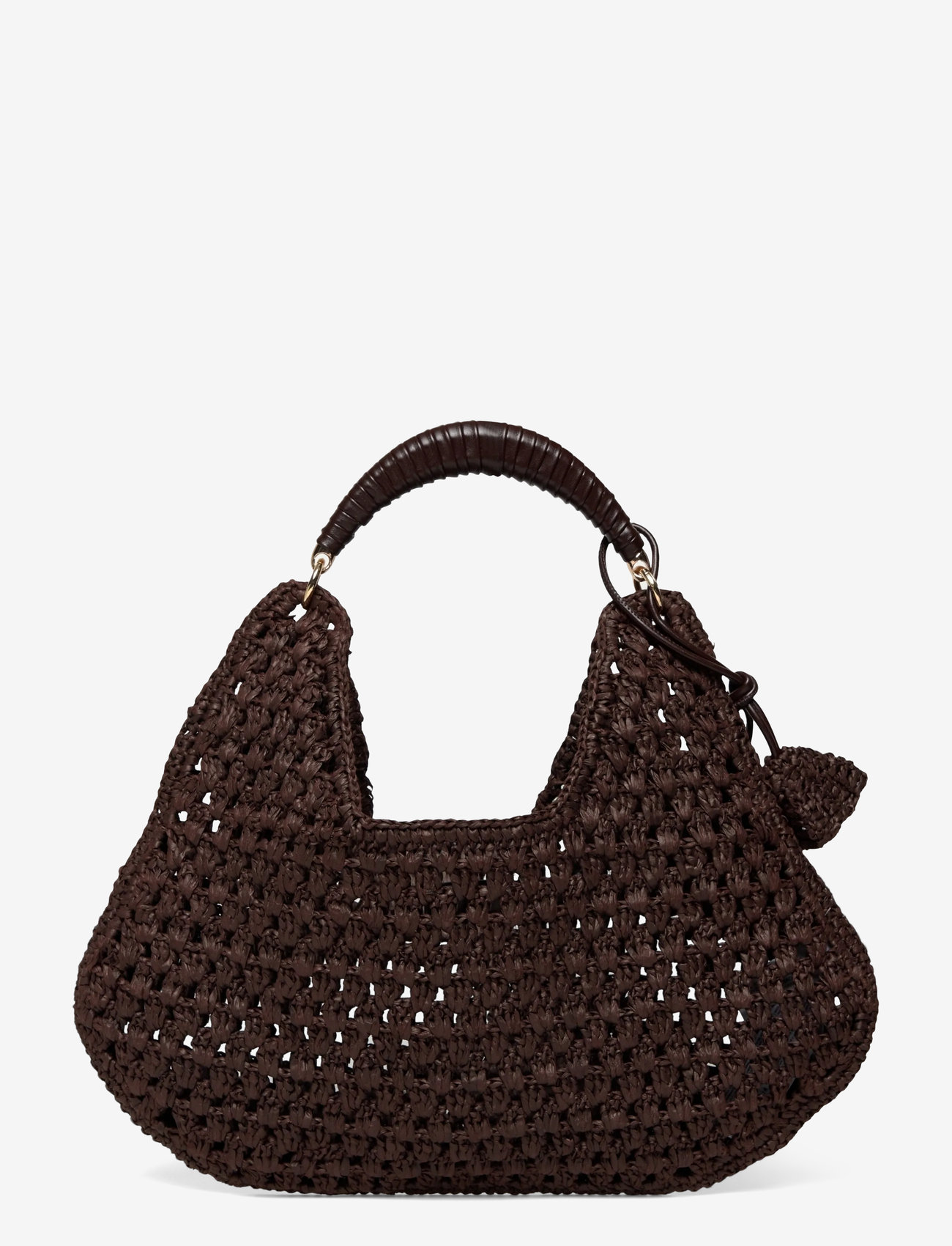 Mango - Natural fibre shoulder bag with flower charm - besondere anlässe - dark brown - 2