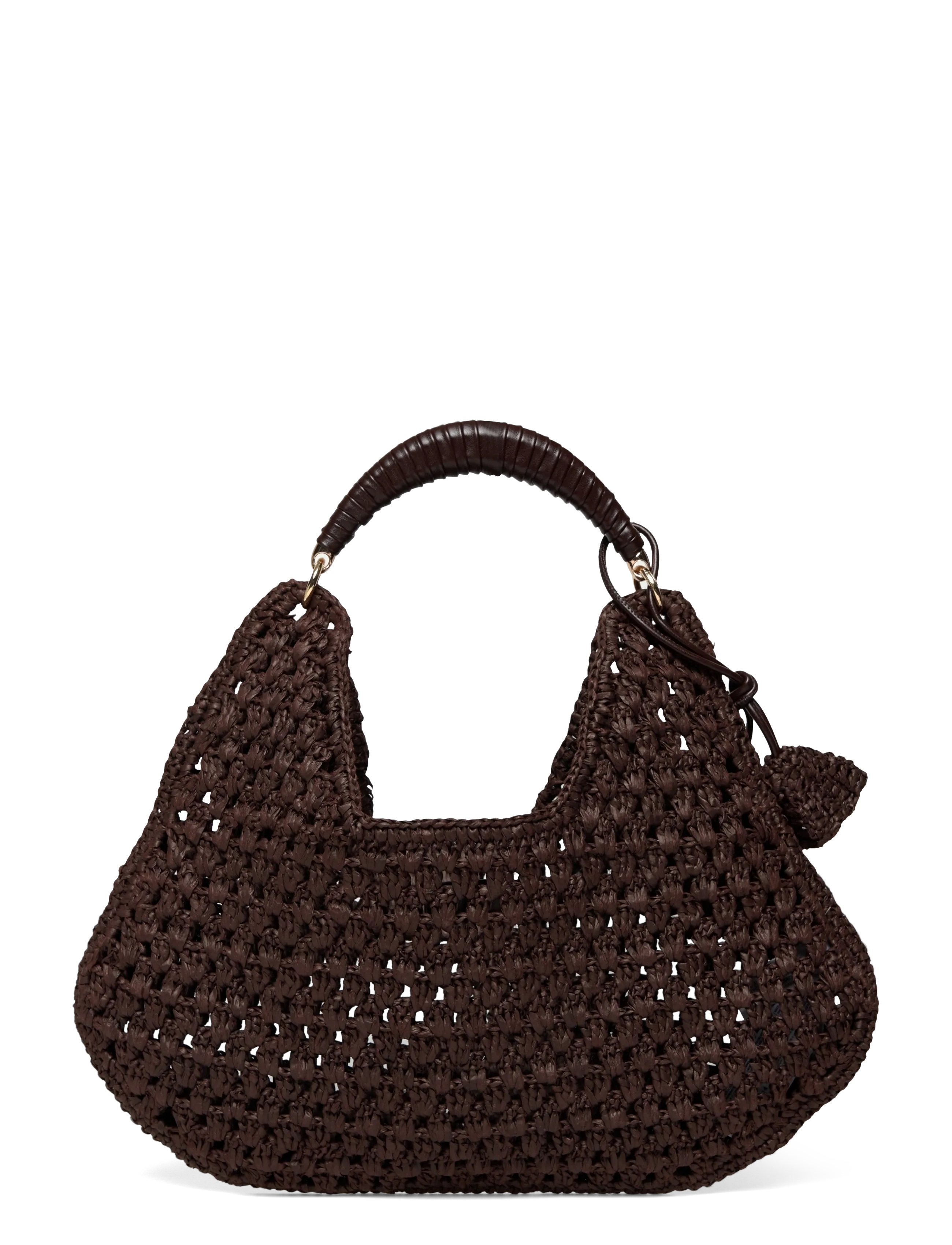 Mango - Natural fibre shoulder bag with flower charm - peoriided outlet-hindadega - dark brown - 2