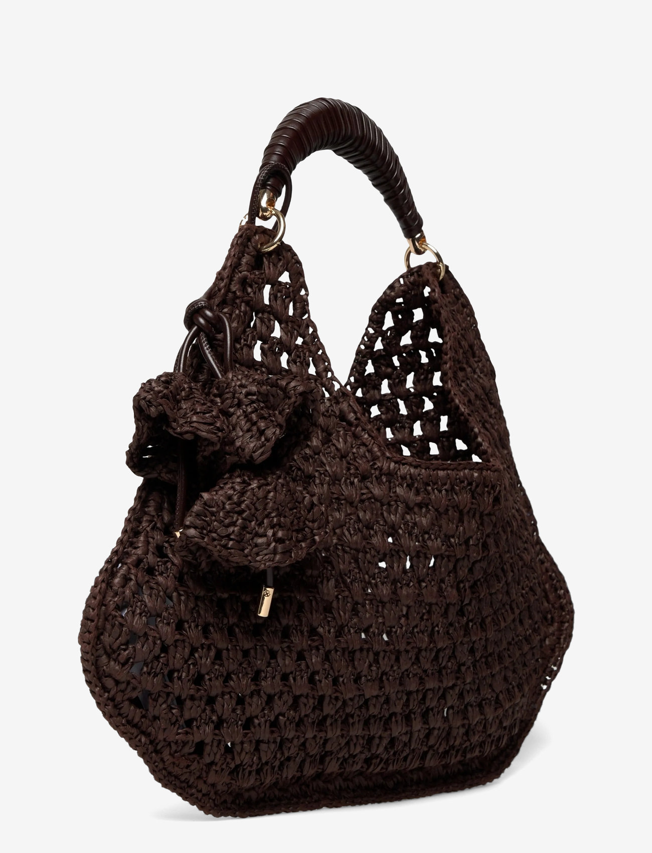 Mango - Natural fibre shoulder bag with flower charm - besondere anlässe - dark brown - 3