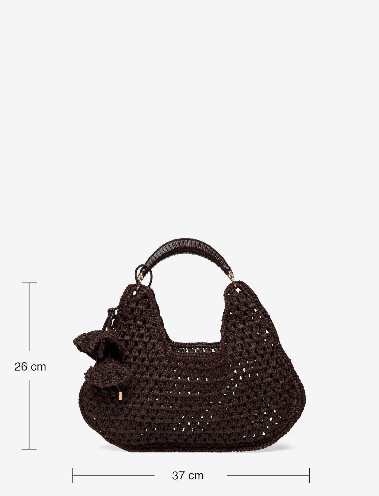 Mango - Natural fibre shoulder bag with flower charm - besondere anlässe - dark brown - 4