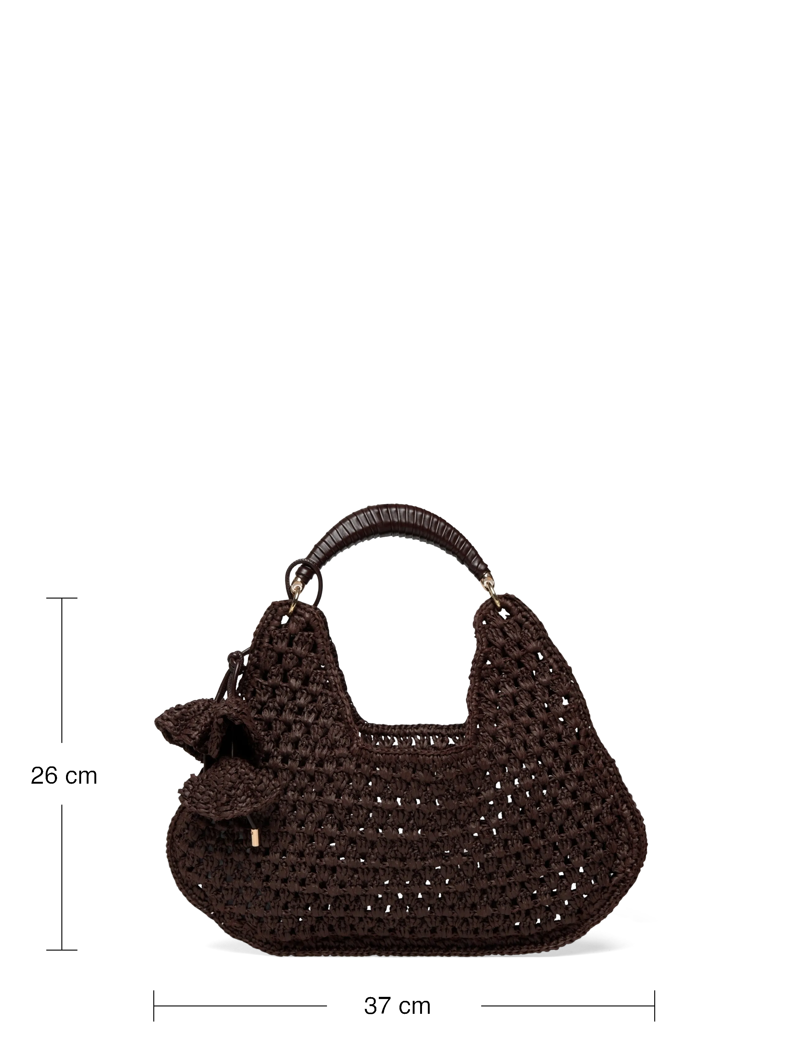 Mango - Natural fibre shoulder bag with flower charm - peoriided outlet-hindadega - dark brown - 4