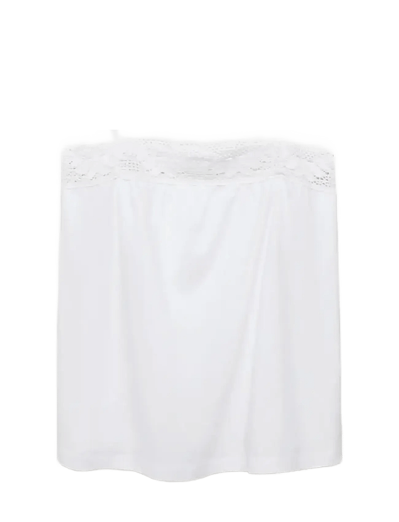 Mango - Cotton top with lace straps - oberteile - white - 1