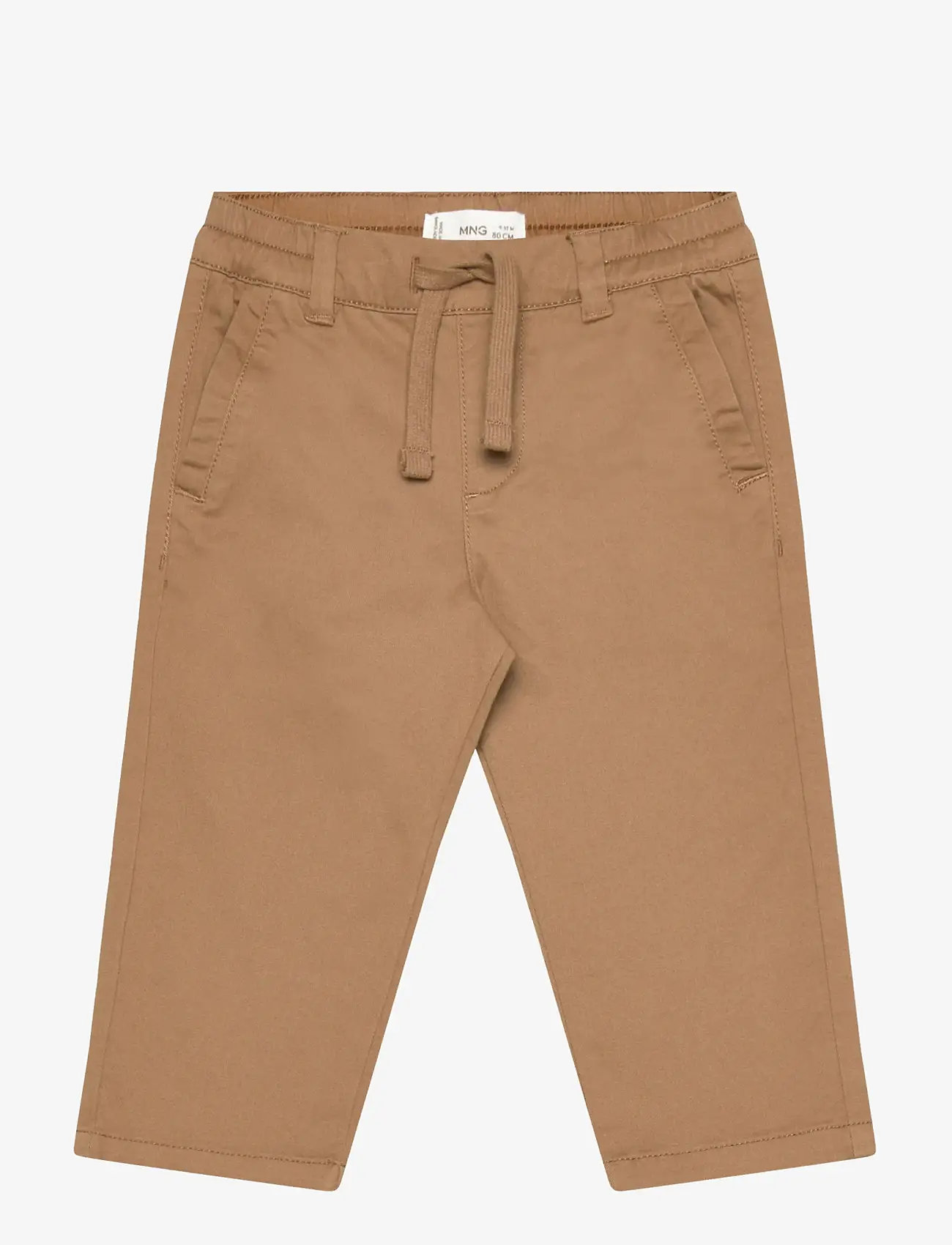 Mango - Drawstring cotton trousers - mjukisbyxor - medium brown - 0