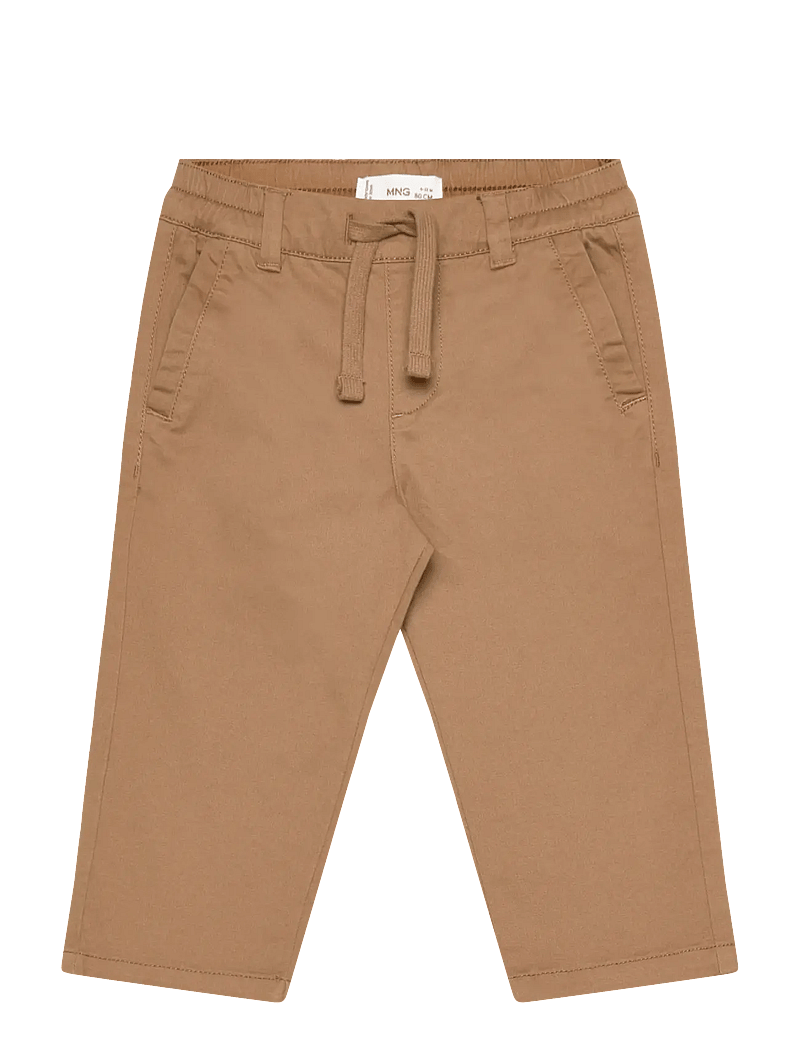 Mango - Drawstring cotton trousers - mjukisbyxor - medium brown - 0