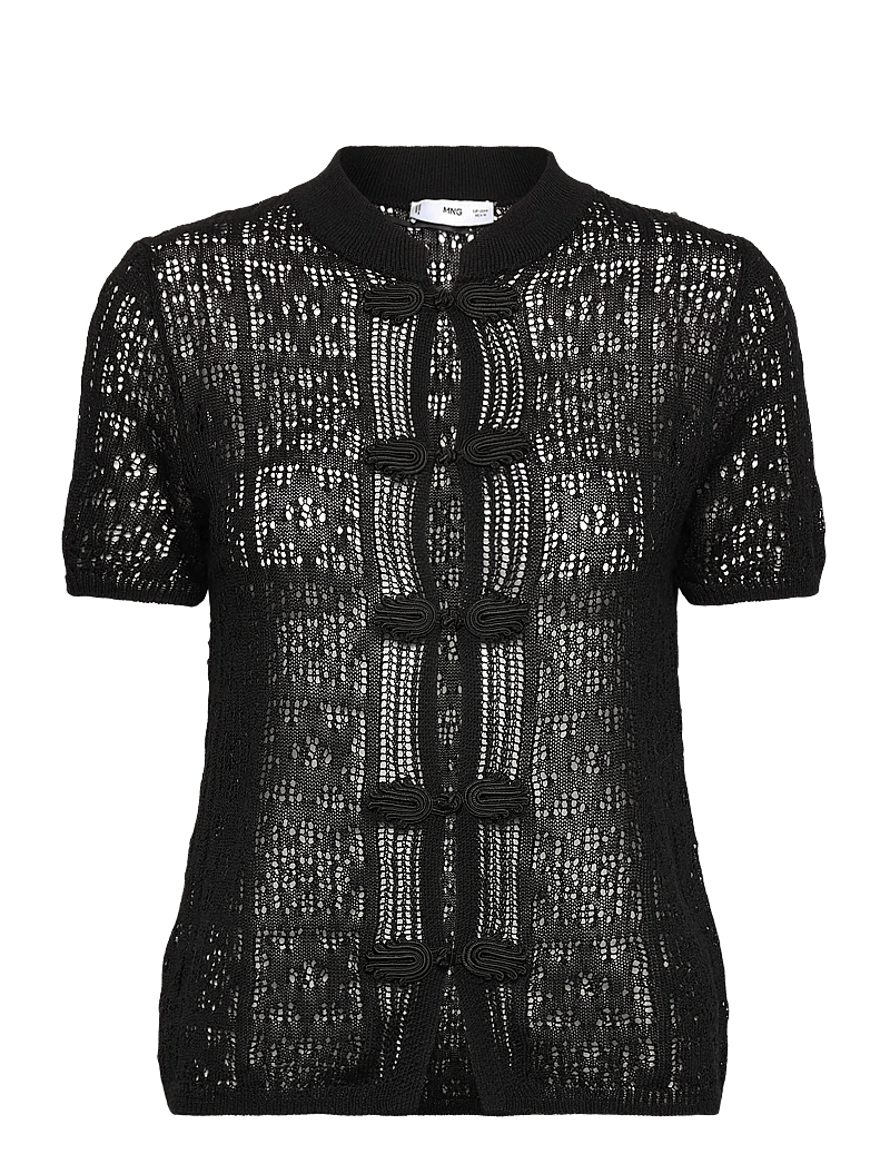 Mango - Crochet cardigan with toggle buttons - black - 1