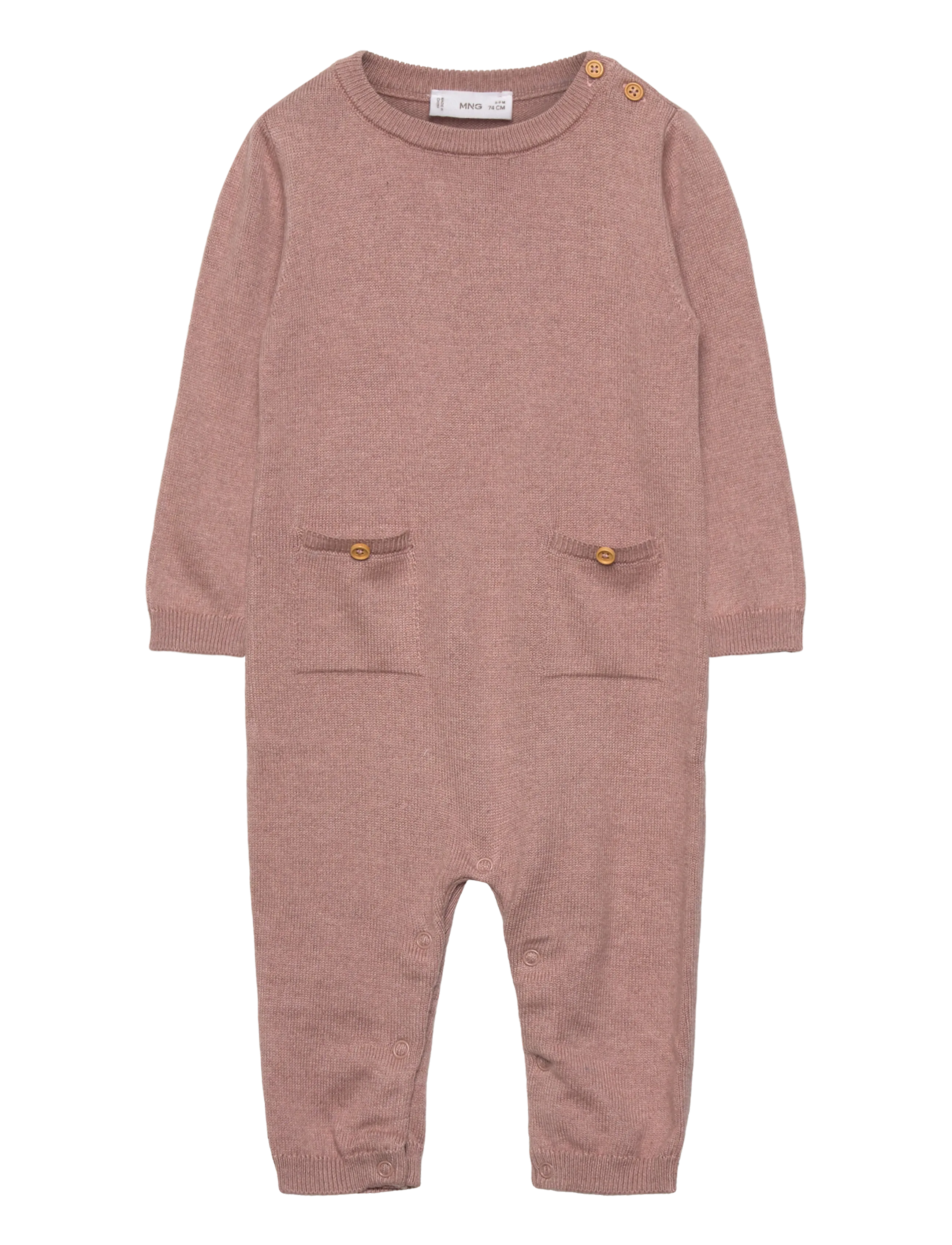 Mango Long Chest-Pocket Jumpsuit, 3-6M, Pink > Jumpsuits, Børn