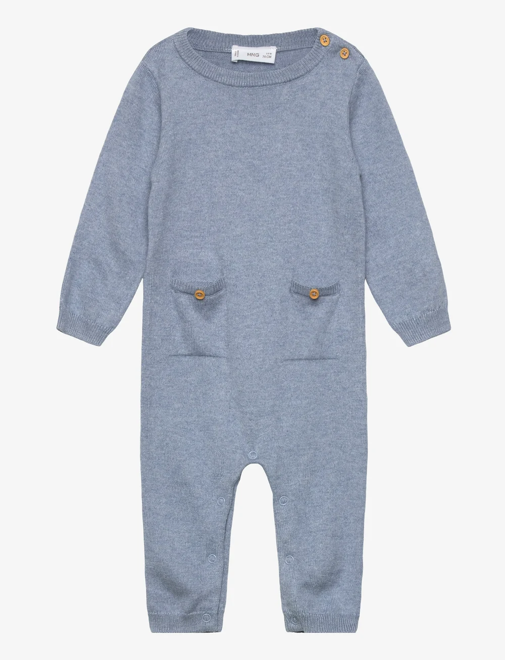 Mango - Long chest-pocket jumpsuit - byxdress - medium blue - 0